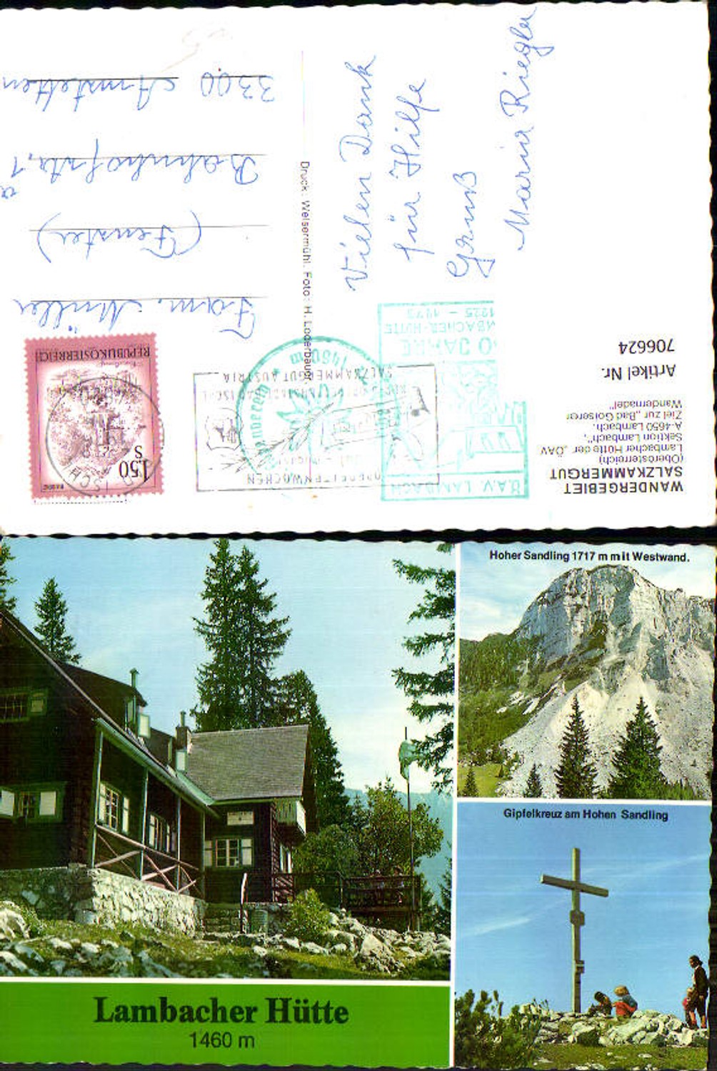 706624 Mehrbild AK Lambach Lambacher Hütte Salzkammergut Gipfelkreuz a. Hohen Sandling