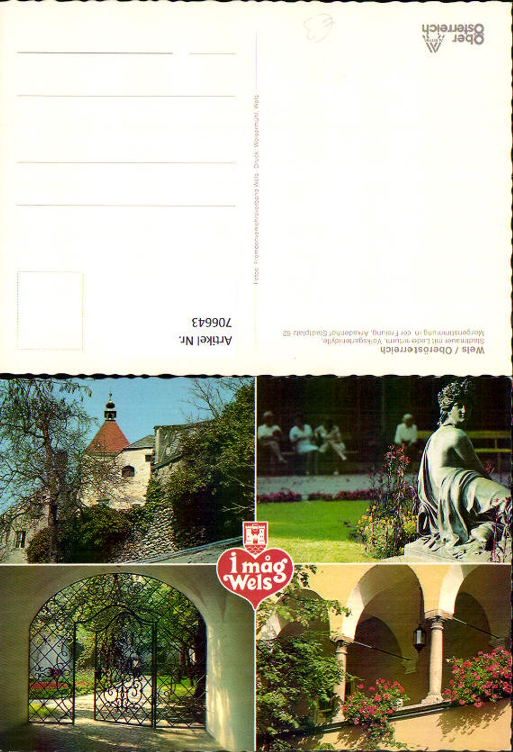 706643 Mehrbild AK Wels Stadtmauer Ledererturm Volksgartenidylle Arkadenhof Stadtplatz 62