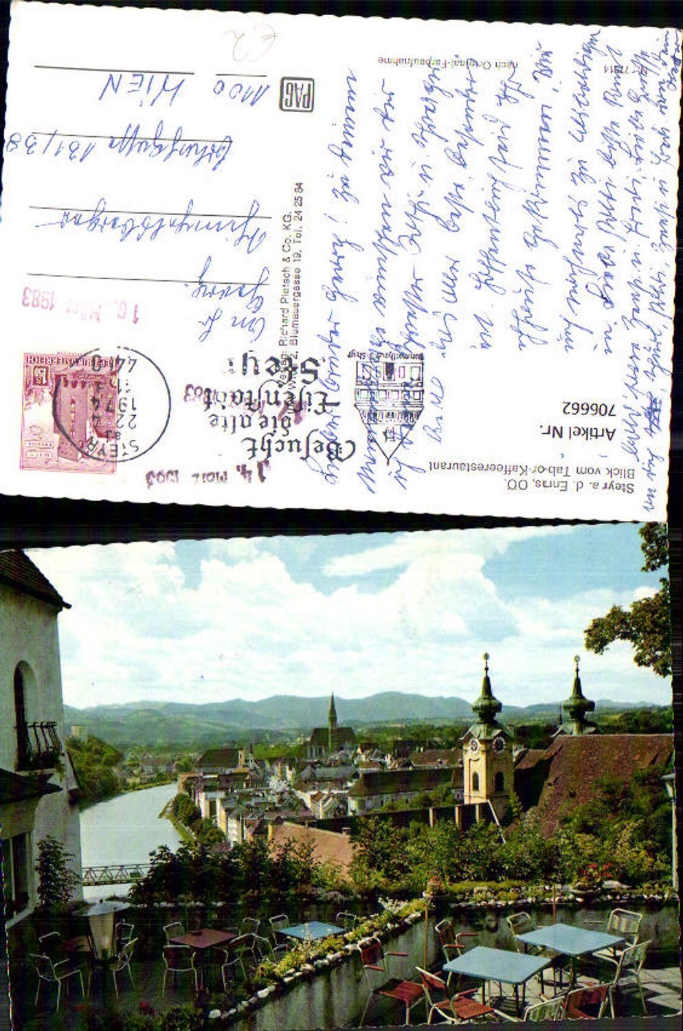 706662 Steyr an der Enns, view from Tabor coffee restaurant
