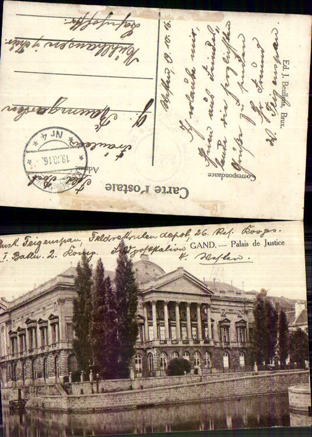 707475 Belgium Gand Gent Palais de Justice K.D. Feldpost Mühlhausen