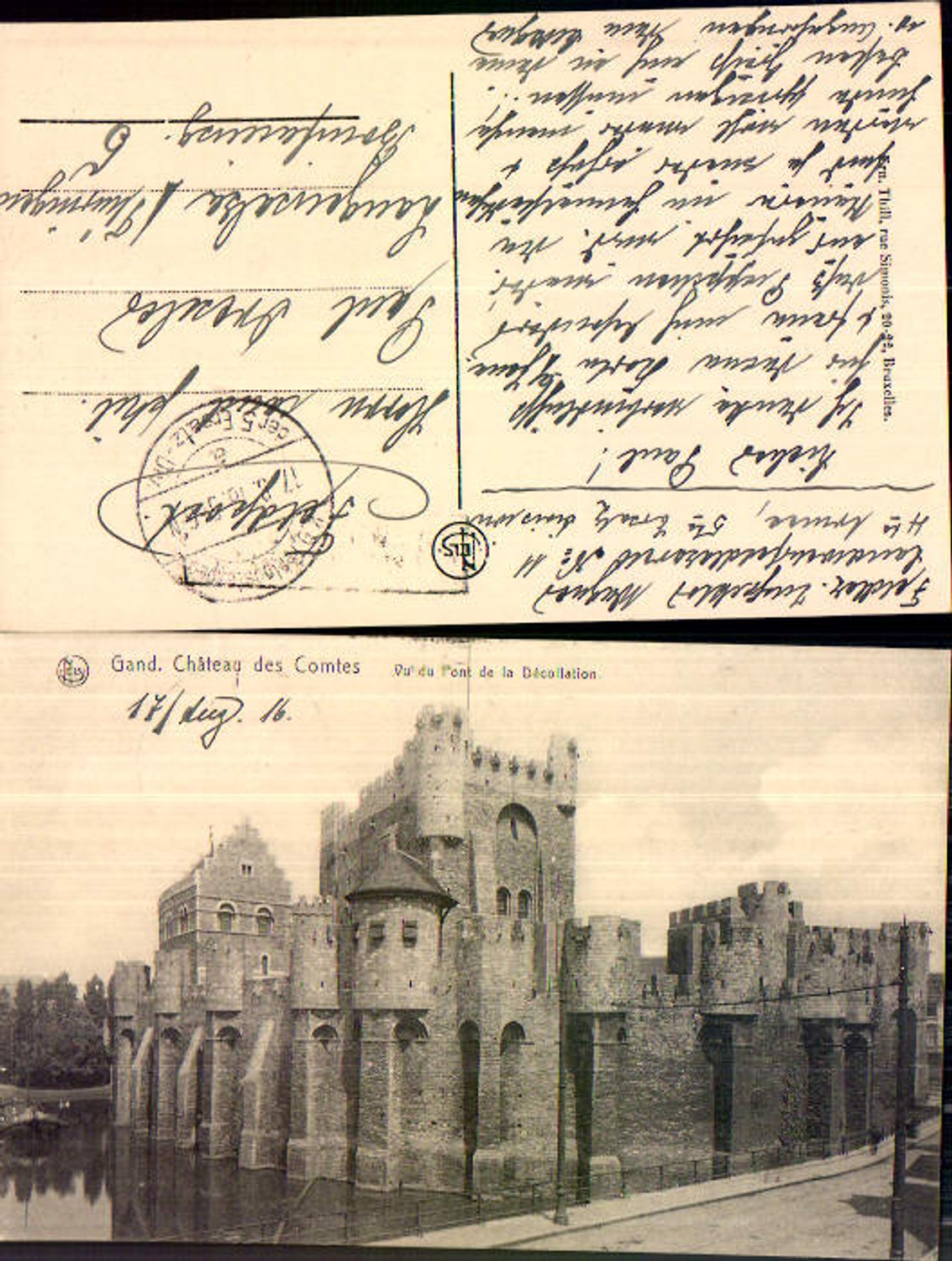 Gand Gent Pont de la Decollation Chateau Comtes Feldpost Langensalza