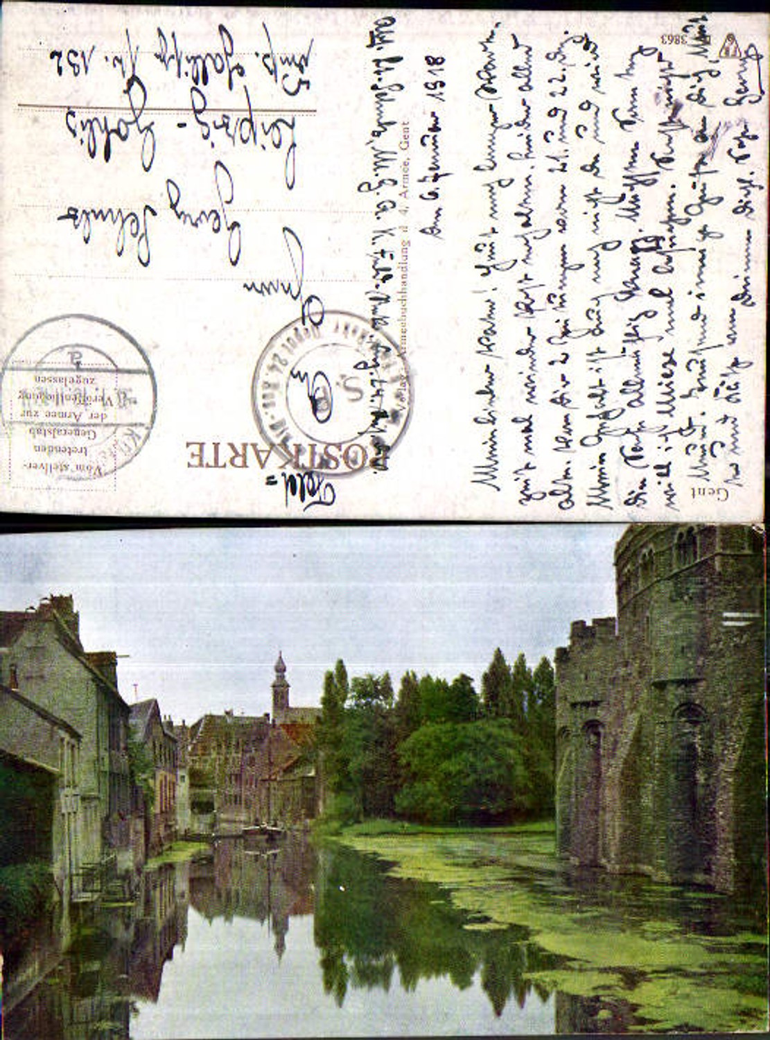 707494 Belgium Gand Gent Chateau Comtes K.D. Feldpost Gohlis Dresden