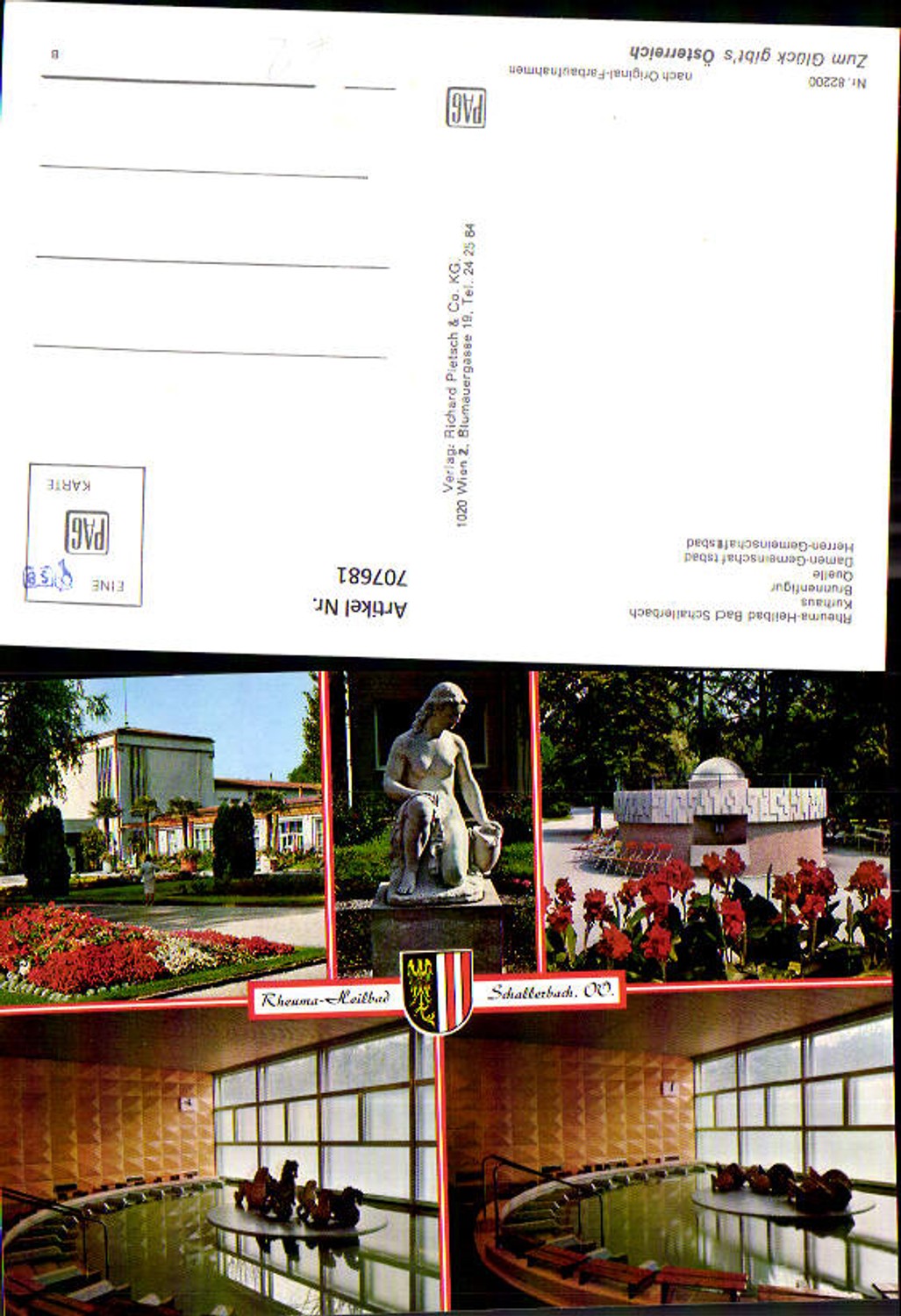 707681 Mehrbild AK Bad Schallerbach Kurhaus Quelle Brunnenfigur