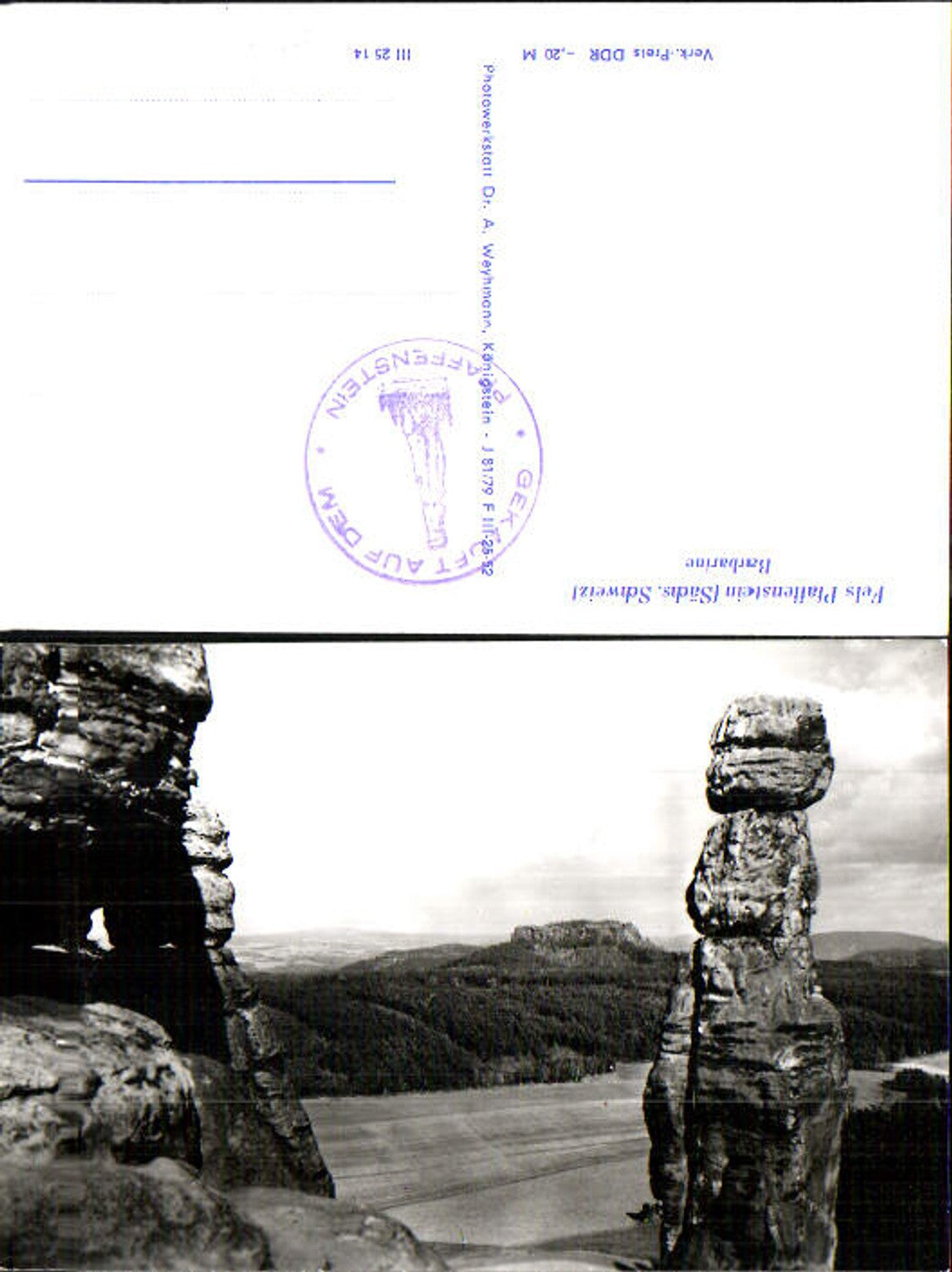 708195 Sächsische Schweiz Pfaffenstein Barbarine Königstein