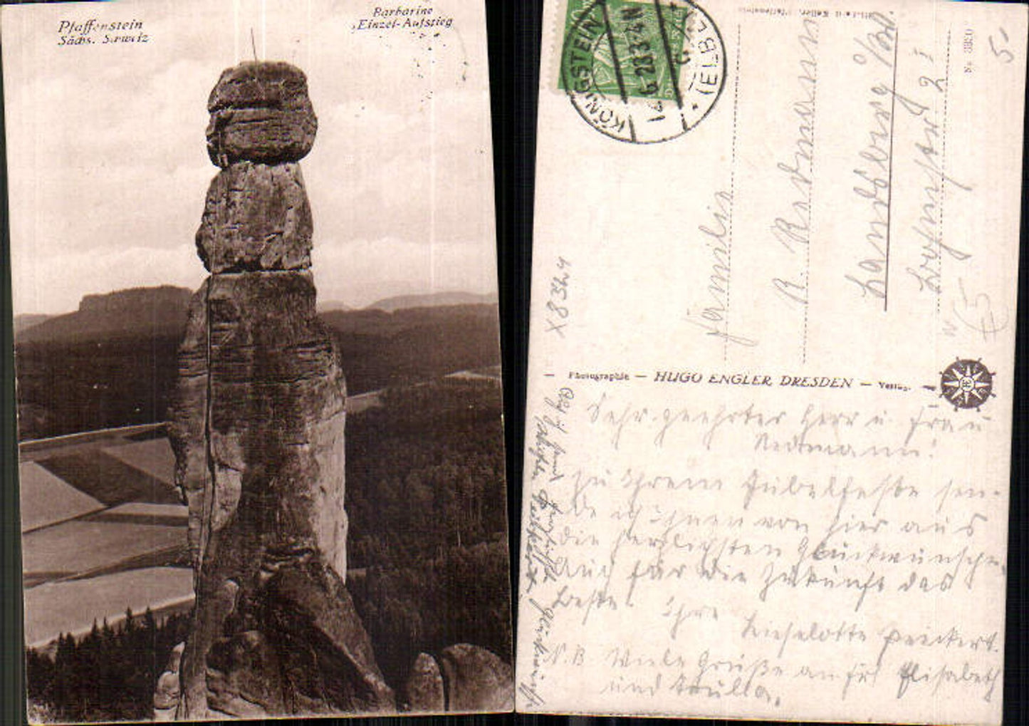 708207 Sächsische Schweiz Pfaffenstein Barbarine Königstein