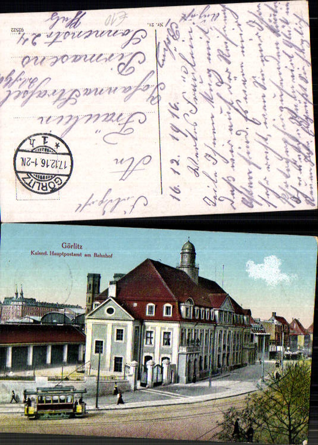 tolle AK Görlitz Hauptpostamt Postamt Bahnhof Tram Tramway Straßenbahn