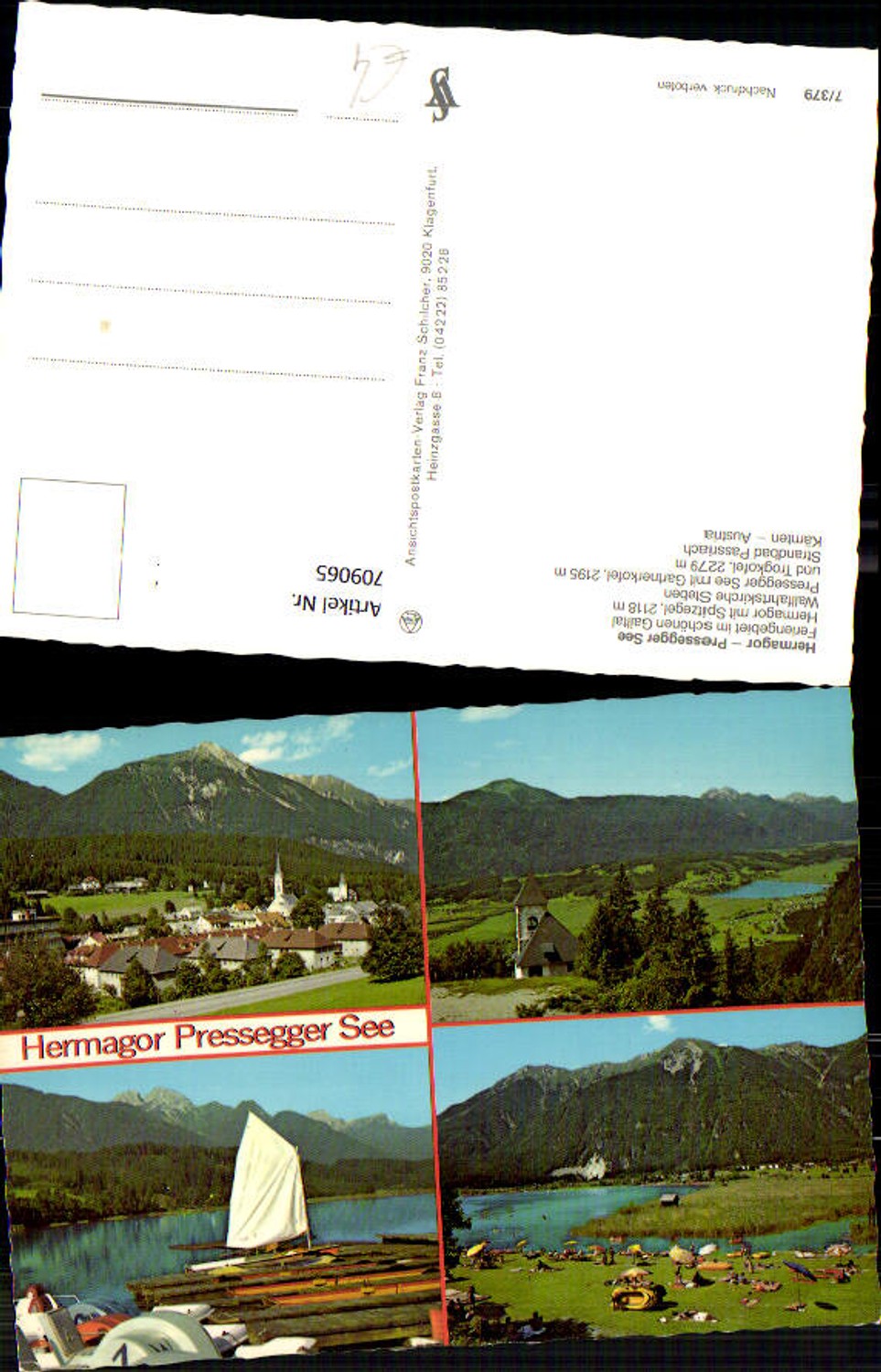 709065 Mehrbild AK Hermagor Pressegger See Trogkofel Strandbad Passriach Segelboot