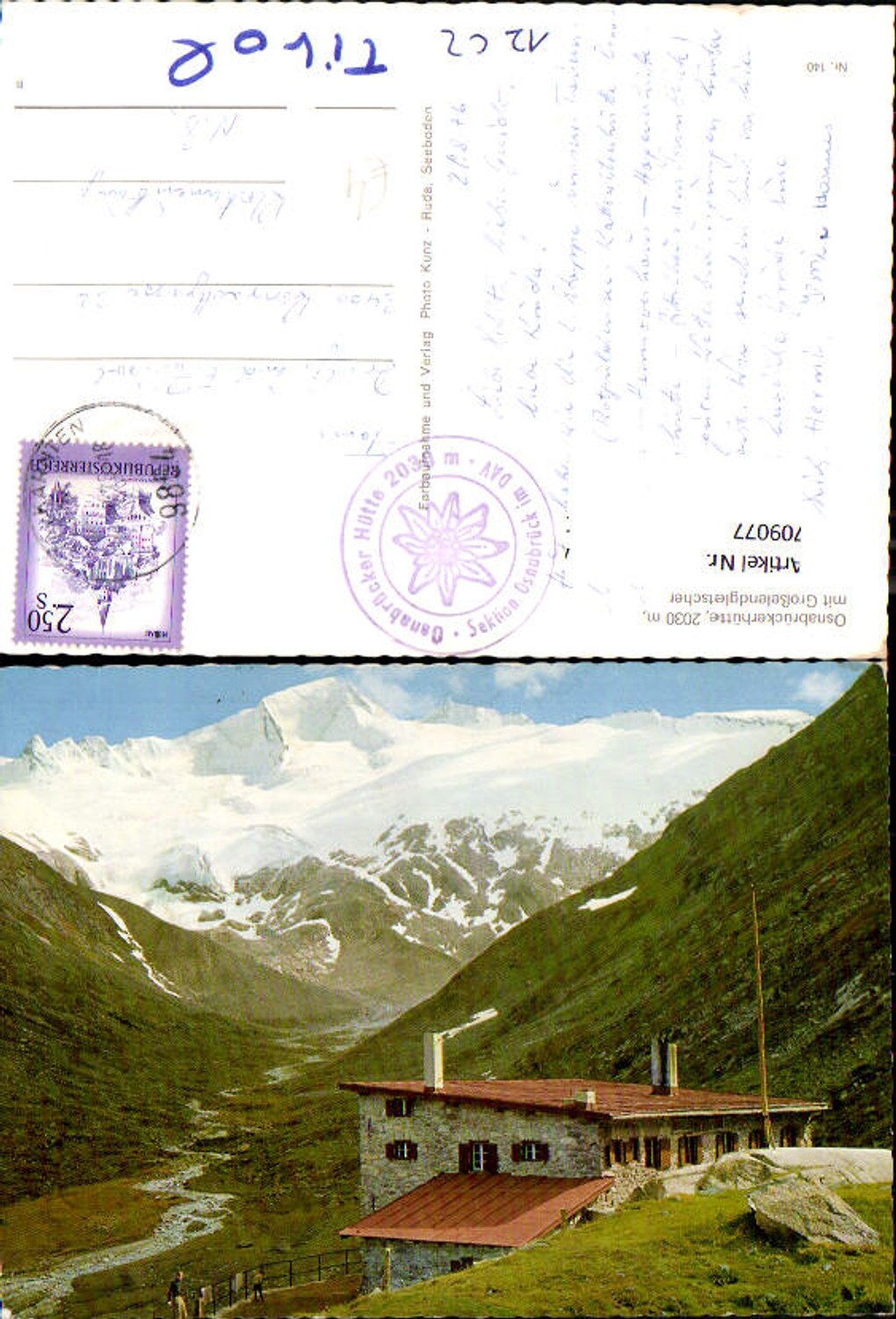 709077 Osnabrückerhütte mit Großelendgletscher Malta Kärnten