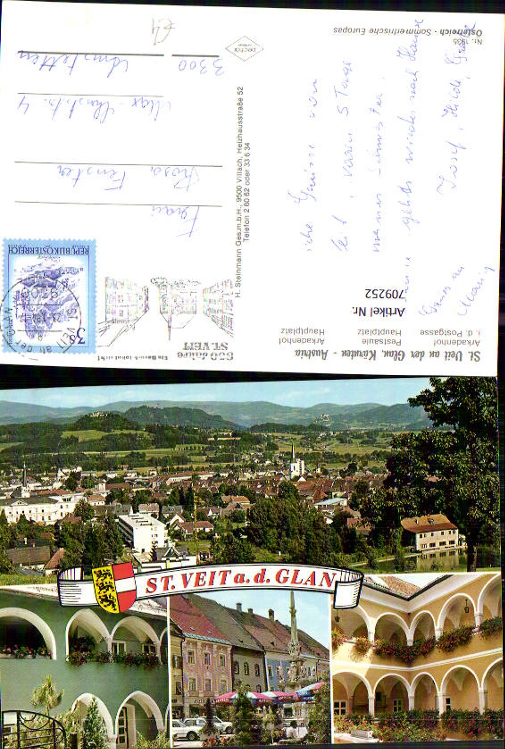 709252 Mehrbild AK St Veit an der Glan Arkadenhof Pestsäule Hauptplatz