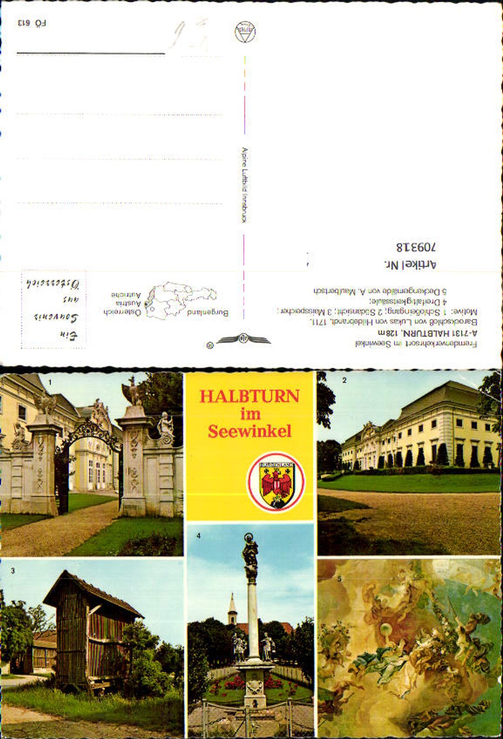 709318 Mehrbild AK Halbturn i. Seewinkel Schloss Halbturn Ansichten pub Alpine Luftbild FÖ 613