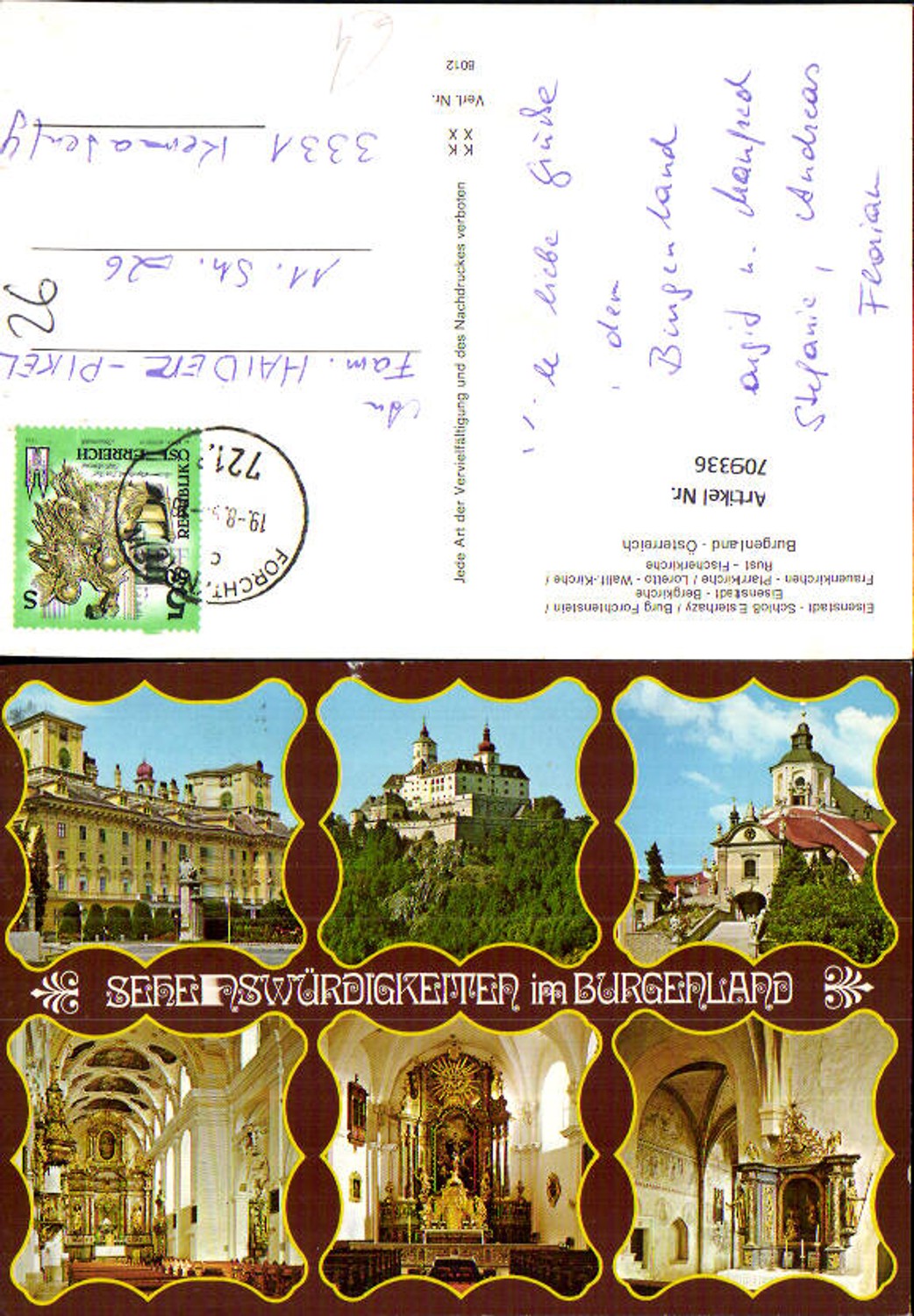 709336 Mehrbild AK Eisenstadt Schloss Esterhazy Burg Forchtenstein Frauenkirche Rust Fischerkirche