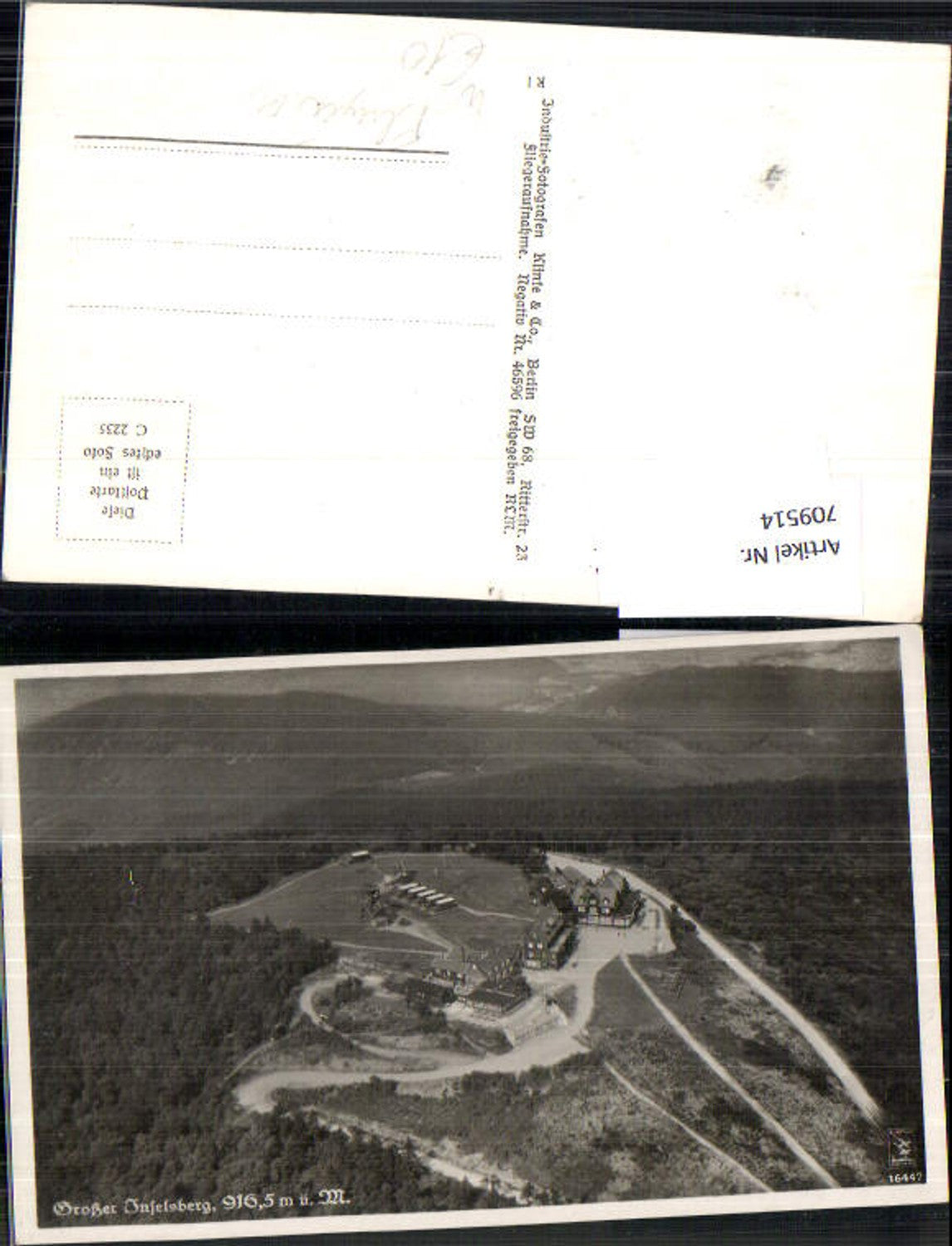 709514 Aerial photograph of Großer Inselsberg, Bad Tabarz, Gotha, Rennsteig