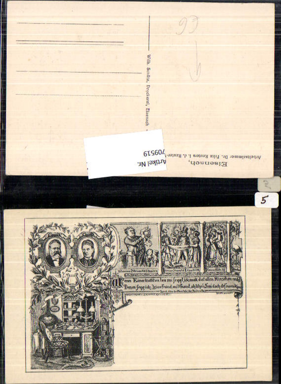 709519 Artist AK Fritz Reuter Study Eisenach