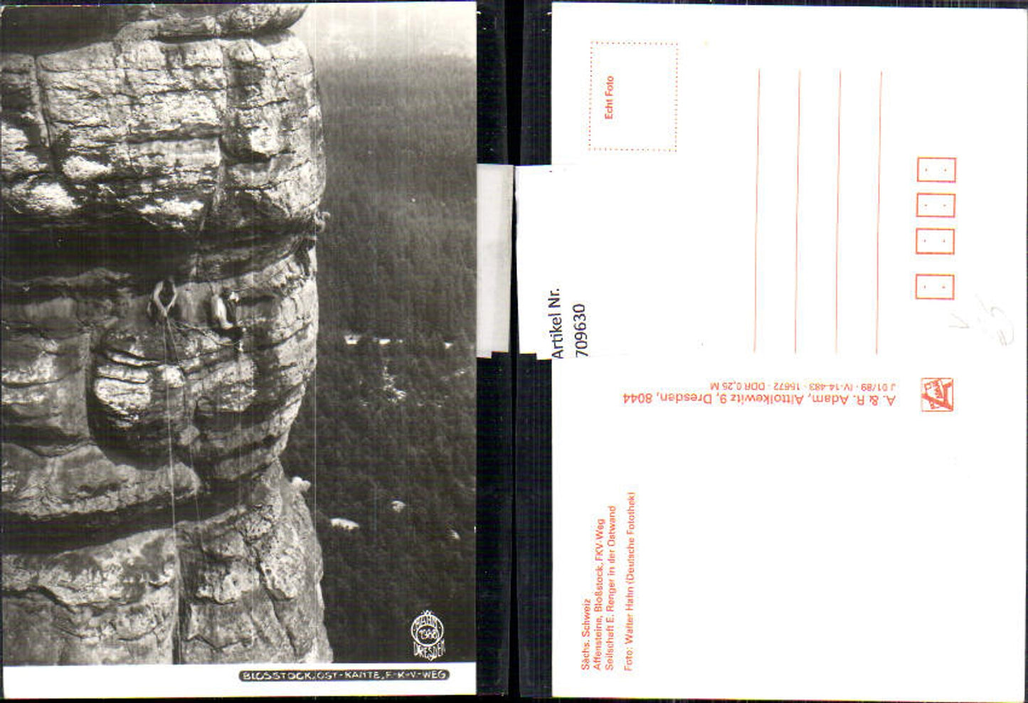 709630 Walter Hahn 1988 Sächsische Schweiz Rathen Blosstock Kletterer Bergsteiger