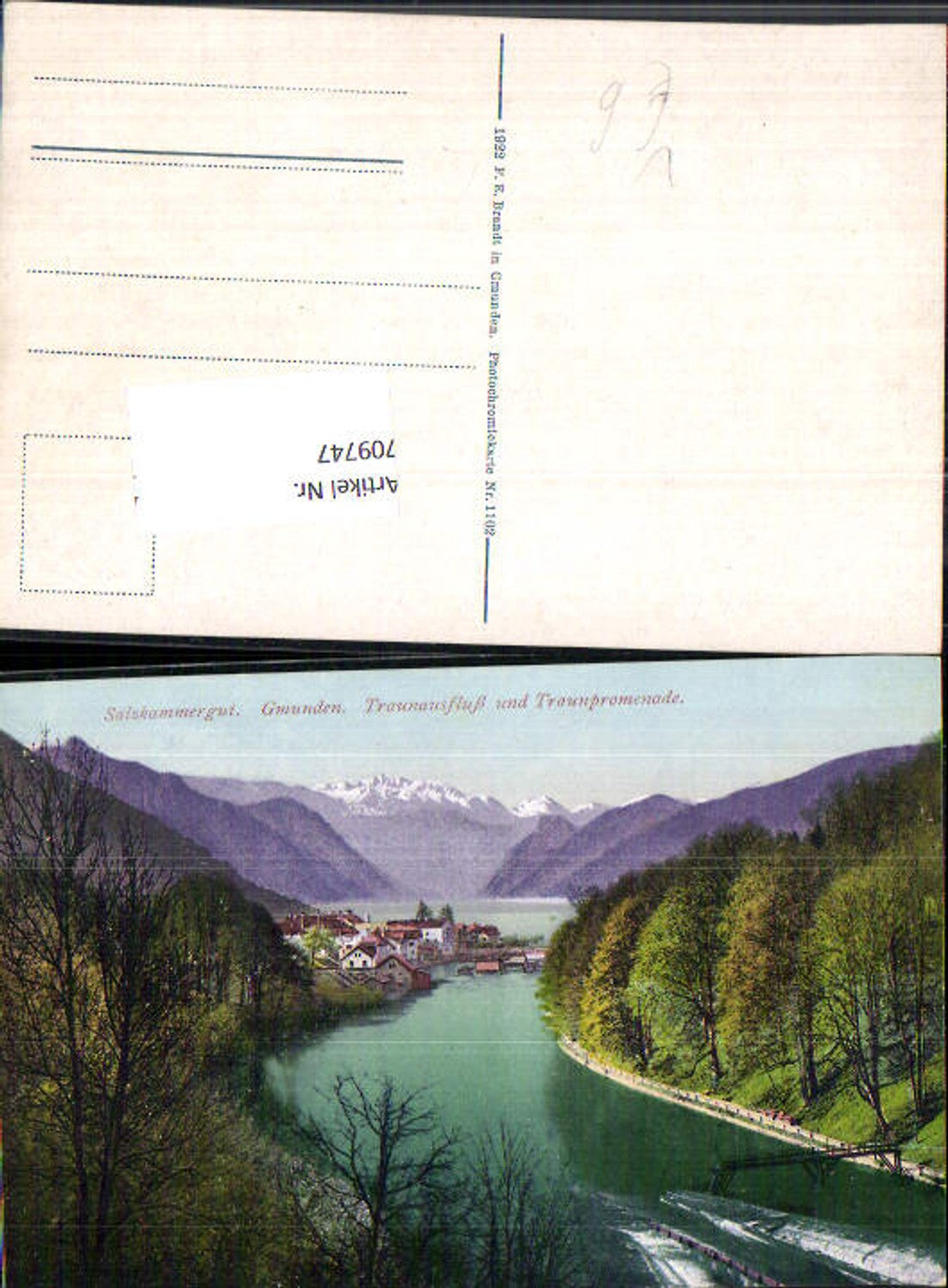 709747 Gmunden am Traunsee Traunausfluß Traunpromenade pub Brandt 1102