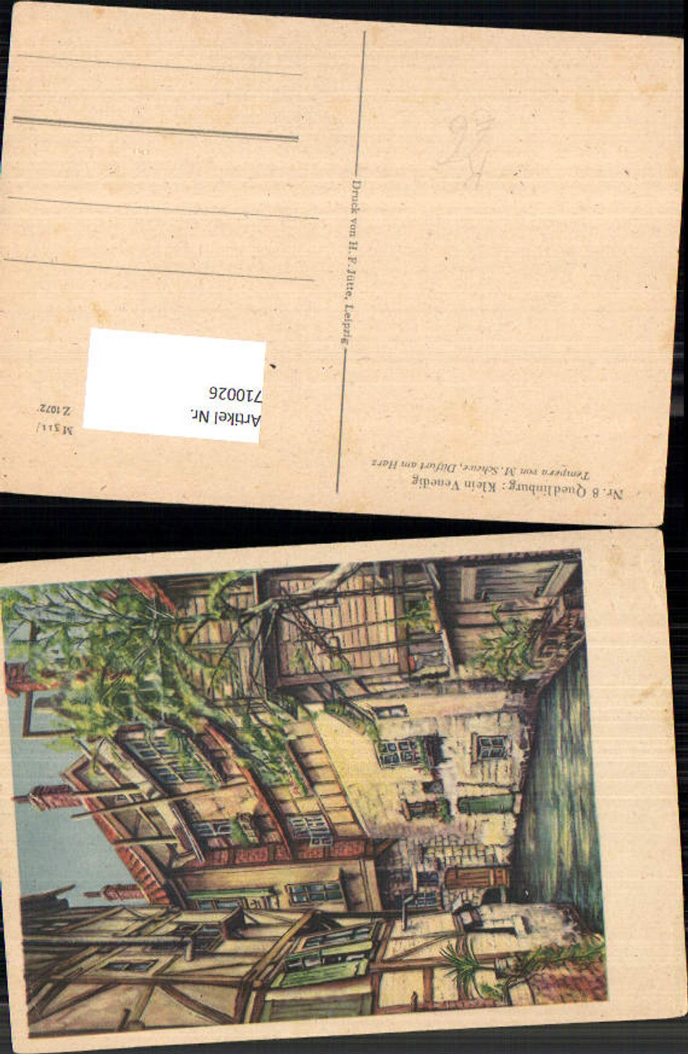 710026 Künstler AK M. Schewe Quedlinburg Klein Venedig