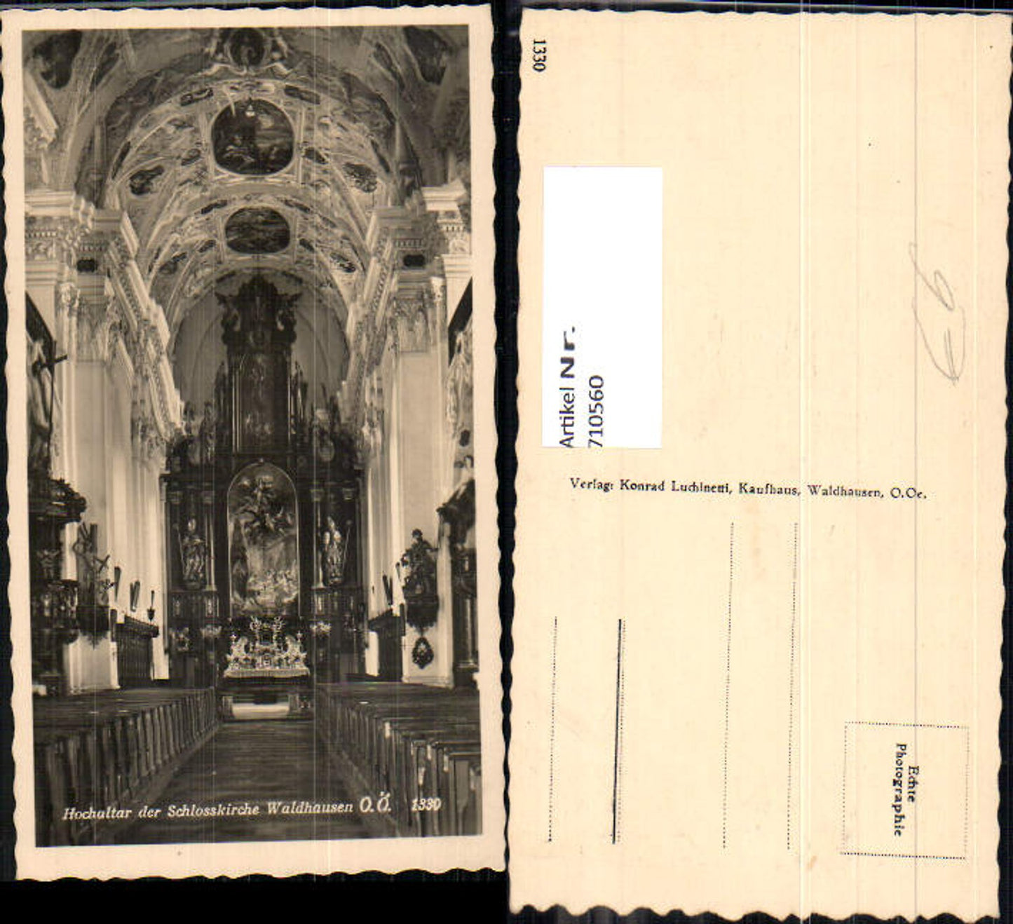 710560 Foto AK Waldhausen Hochaltar Schlosskirche Kirche Innenansicht