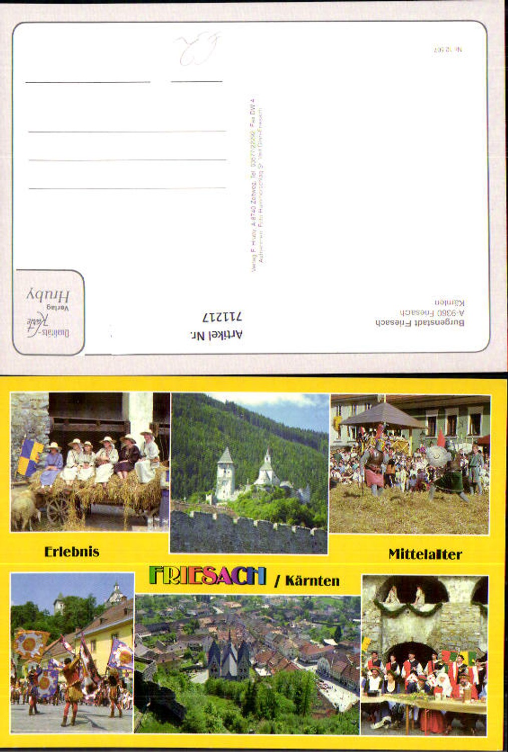 711217 Multi-image postcard Friesach Views with castles, church, medieval experience