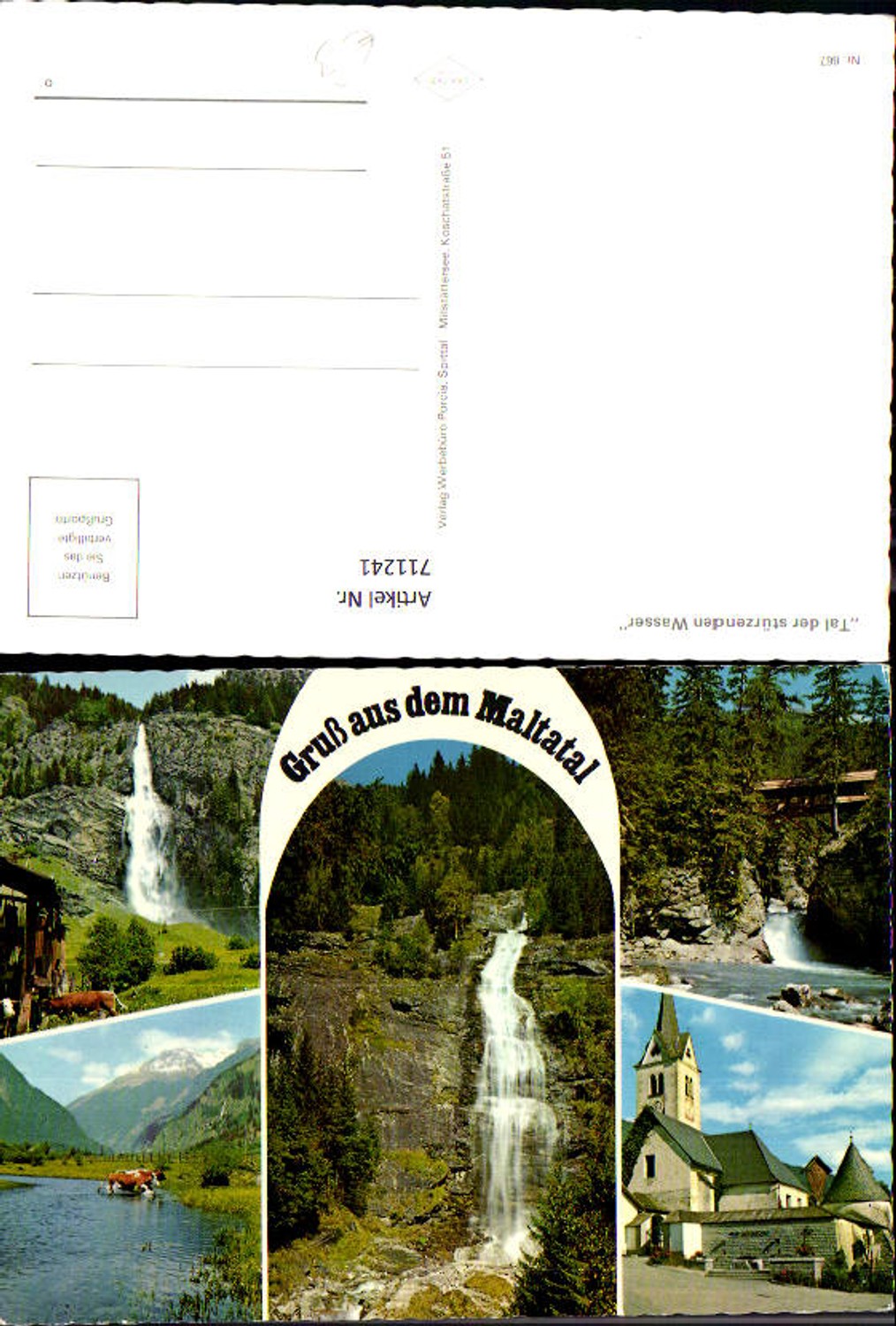 711241 Mehrbild AK Maltatal Wasserfall Kirche Brücke