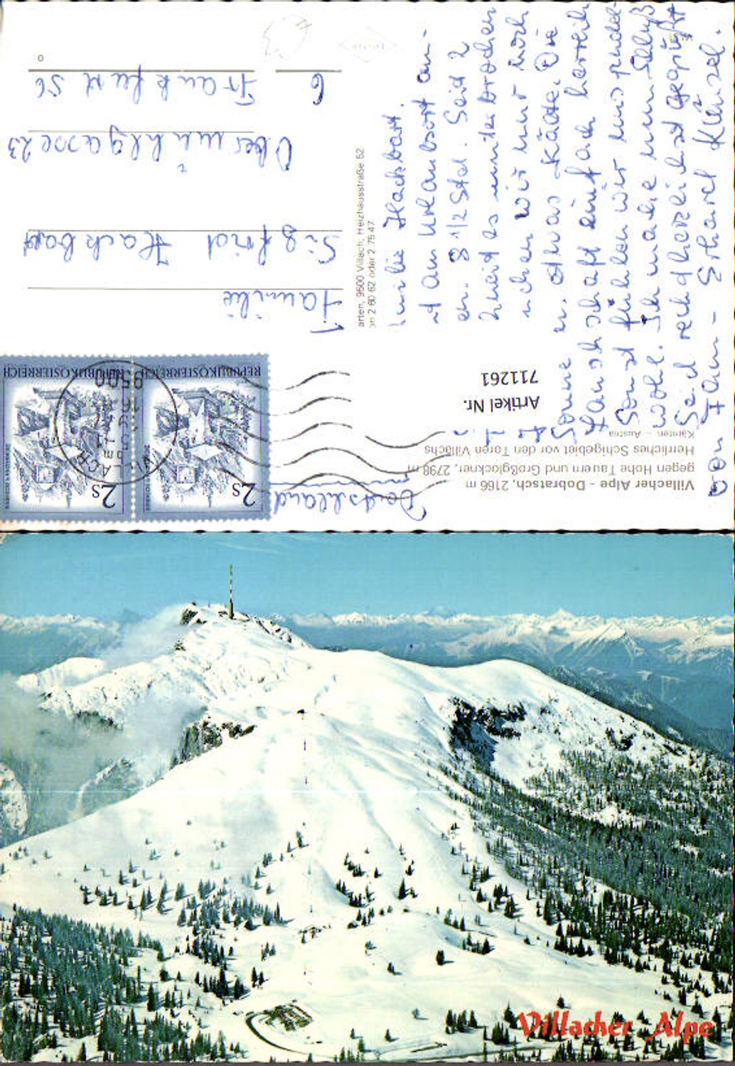 711261 Villacher Alpe Dobratsch Villach geg. Hohe Tauern u. Großglockner Winteransicht