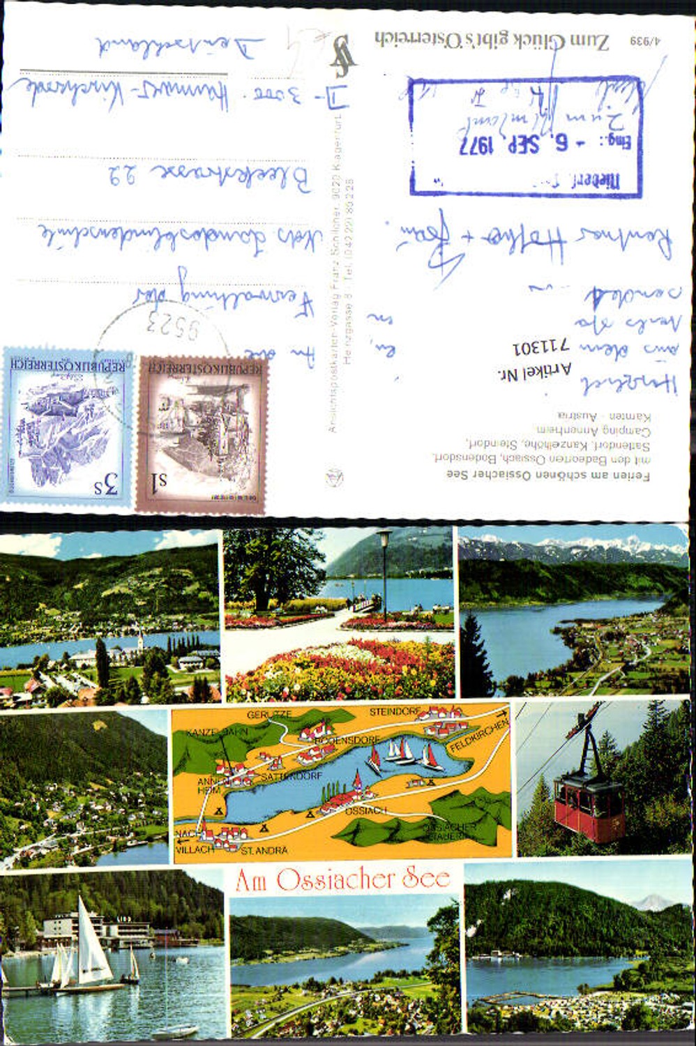 711301 Mehrbild AK Ossiacher See Sattendorf Ossiach Annenheim Seilbahn Gondel Segelboot