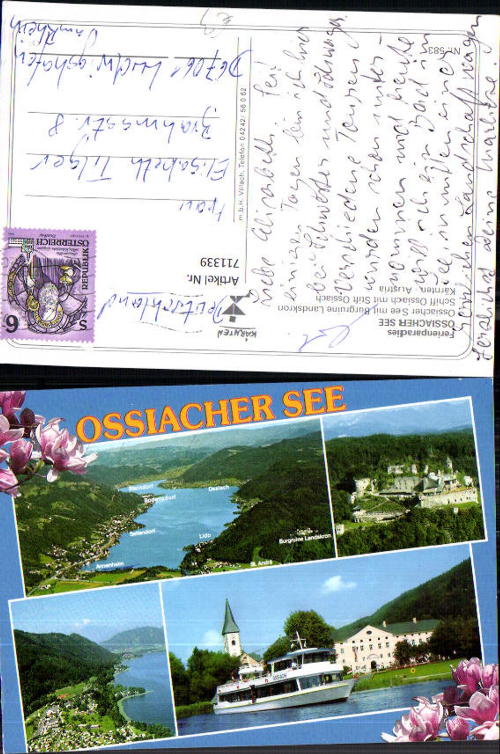 711339 Mehrbild AK Ossiacher See mit Burgruine Landskron Schiff Ossiach Stift Ossiach