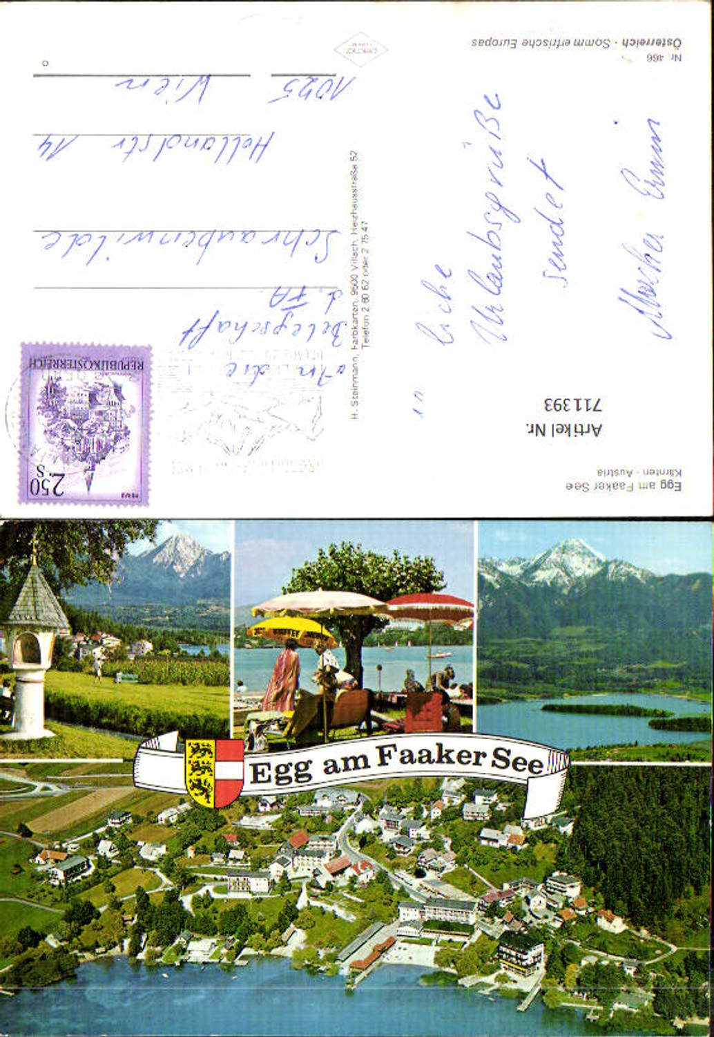 711393 Mehrbild AK Egg am Faaker See Bildstock Badeufer Luftbild