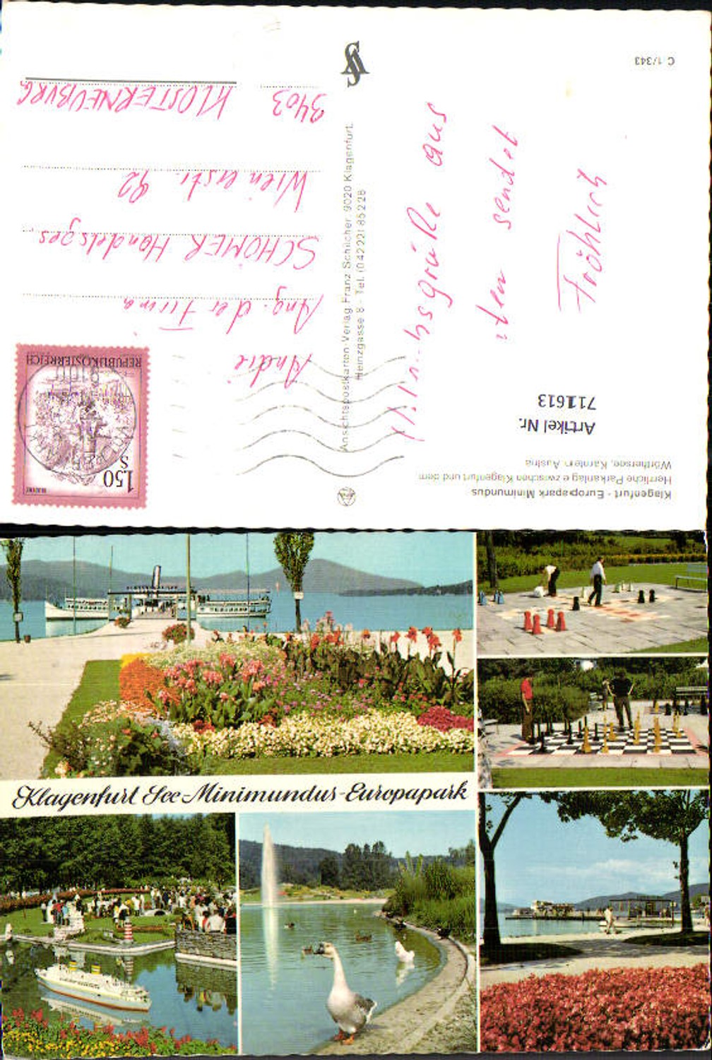 711613 Mehrbild AK Klagenfurt Europapark Minimundus Schiff Dampfer Anlegestelle Klagenfurt See Schach