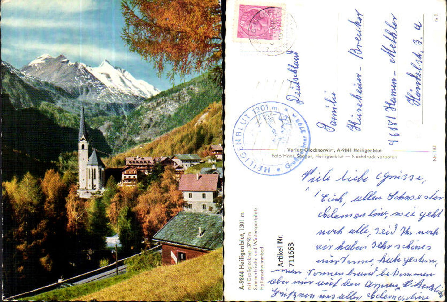 711663 Heiligenblut mit Großglockner Kirche u. Großglockner Ansicht