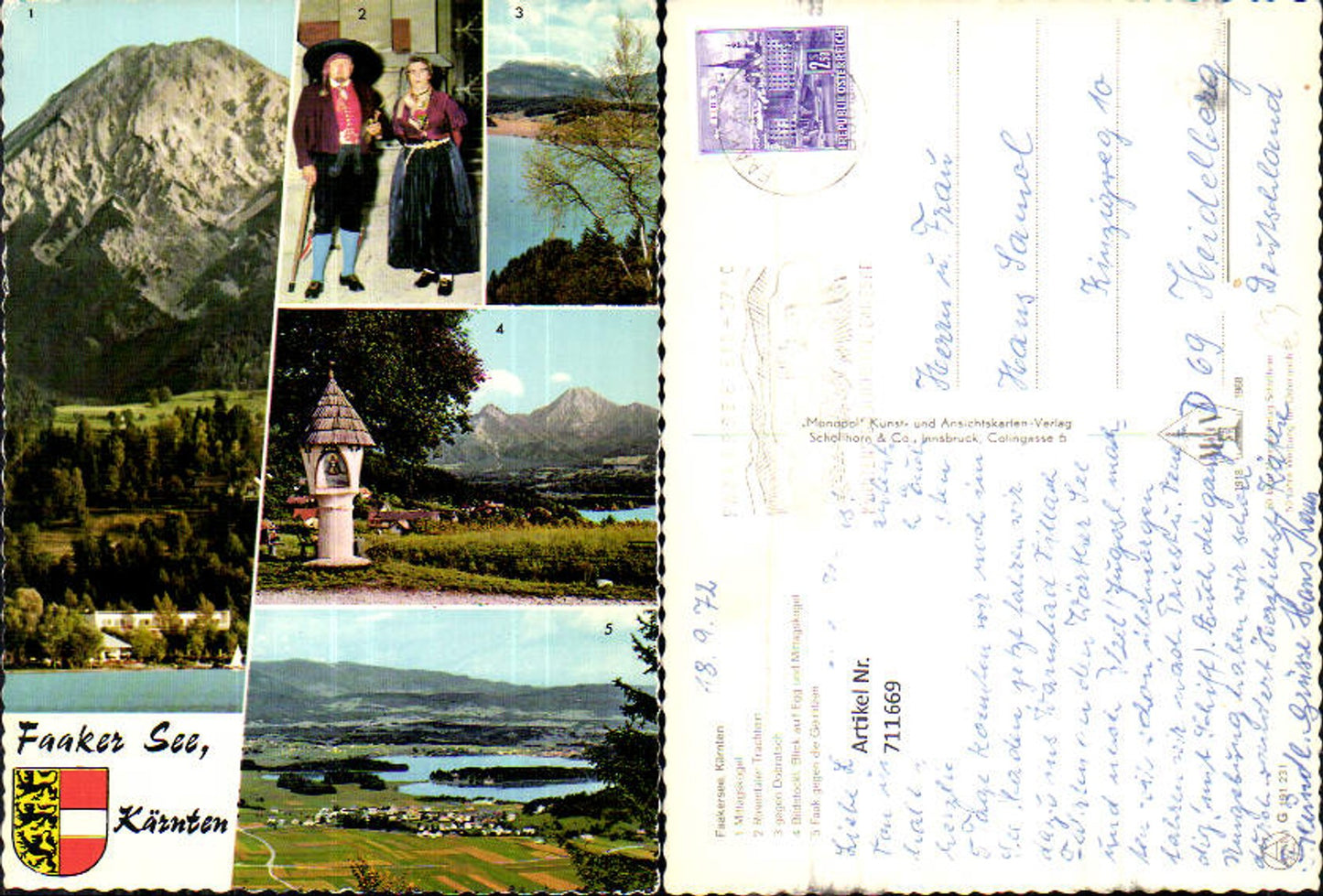 711669 Mehrbild AK Faakersee Mittagskogel Rosentaler Trachten Faak geg. d. Gerlitzen Bildstock Egg