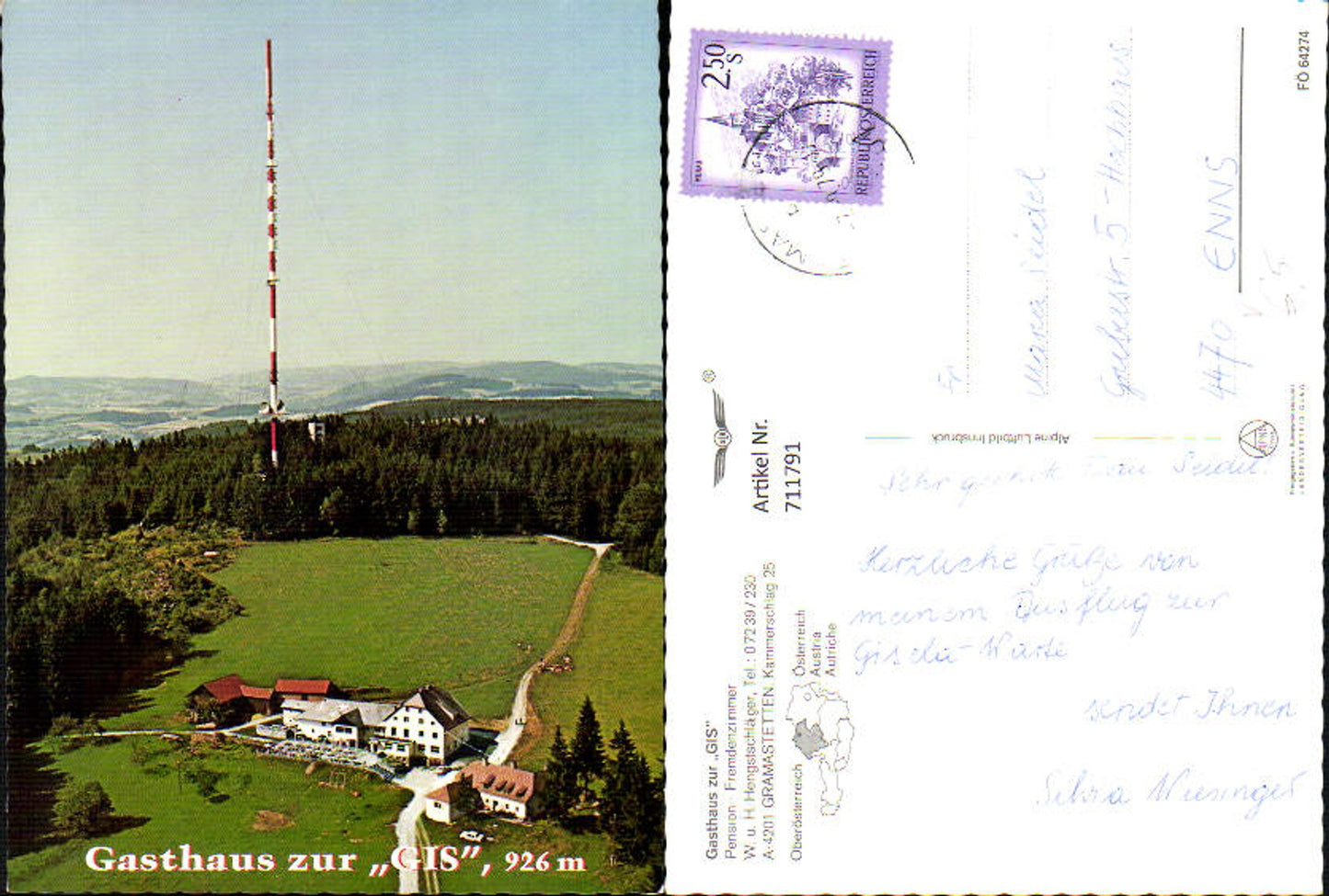 711791 Fliegeraufnahme Gramastetten Kammerschlag Gasthaus zur GIS Funkmast pub Alpine Luftbild FÖ 64274