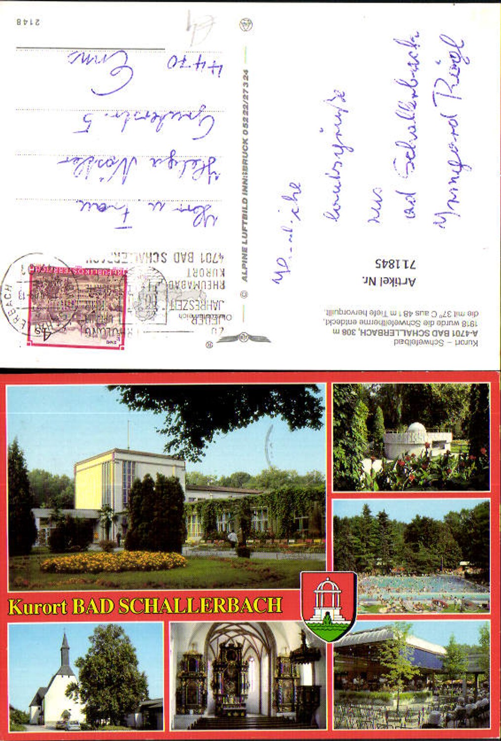 711845 Mehrbild AK Bad Schallerbach Kirche Schwefelbad Freibad