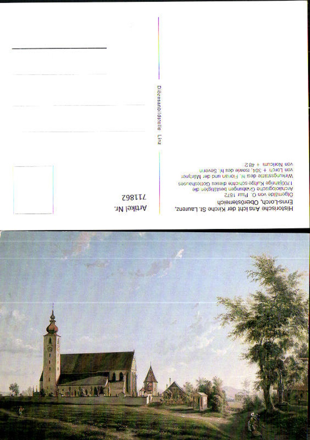 711862 Historische Ansicht Künstler AK O. Paar Enns Lorch Kirche St Laurenz