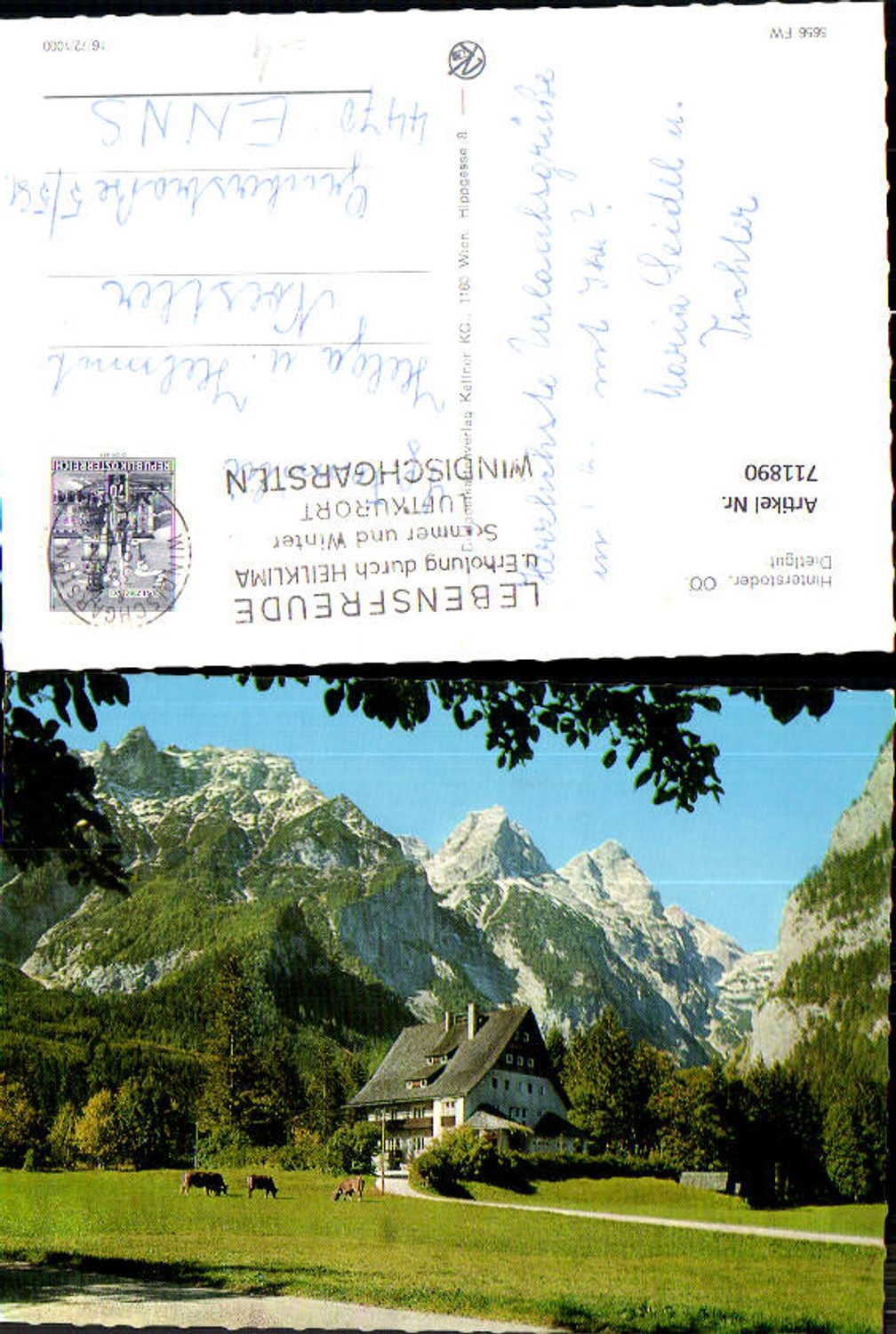 711890 Hinterstoder Dietlgut Ansicht mit Bergkulisee