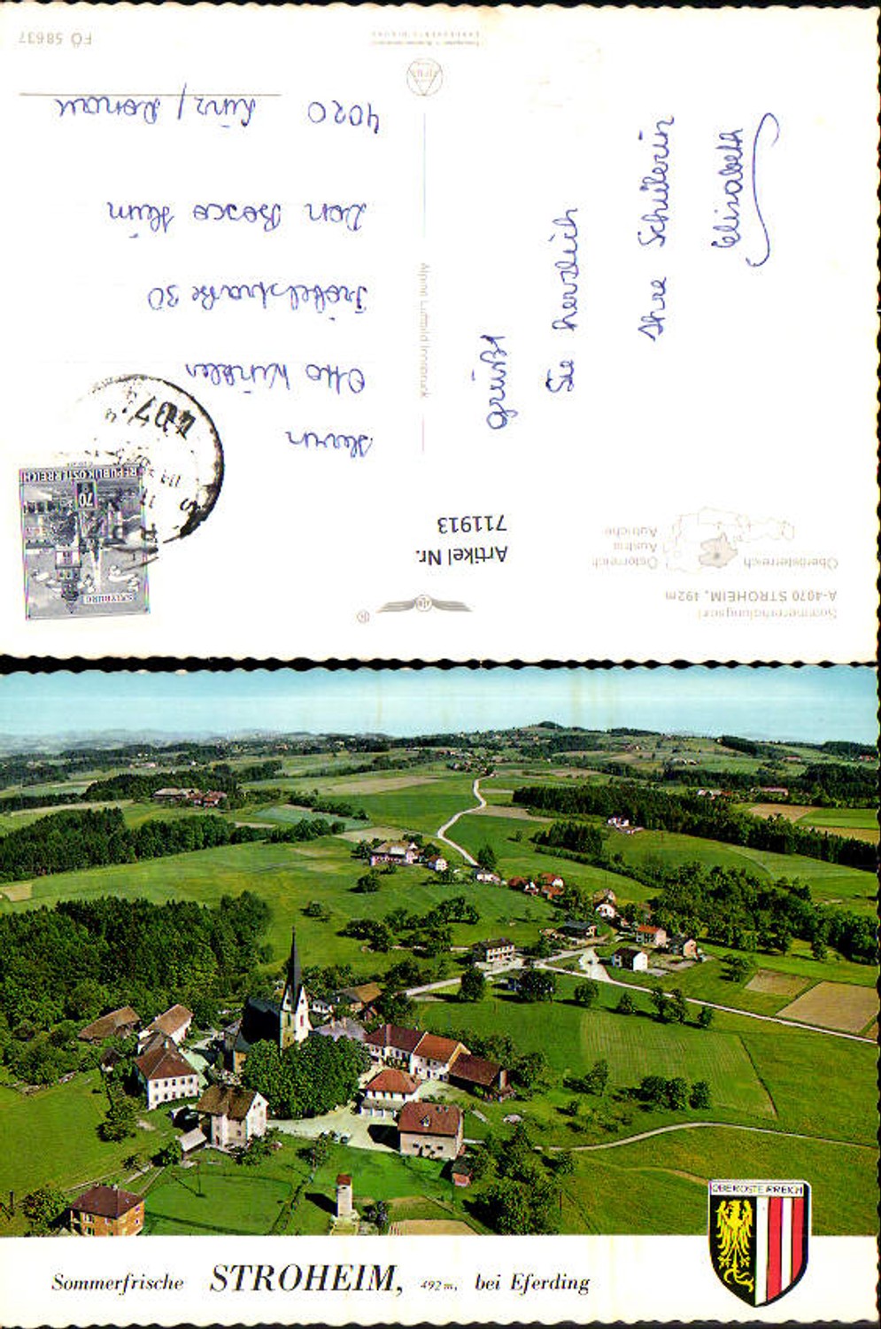 711913 Fliegeraufnahme Stroheim b. Eferding pub Alpine Luftbild FÖ 58637