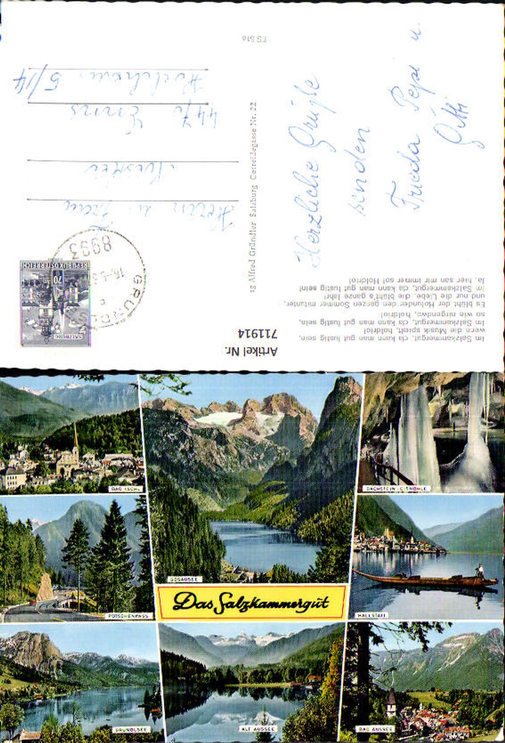 711914 Multi-image AK Salzkammergut Hallstatt Bad Aussee Altaussee Grundlsee Bad Ischl Dachstein Ice Cave