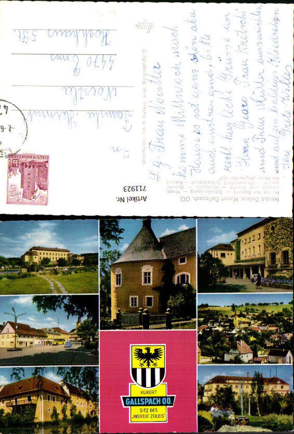 711923 Multi-image AK Gallspach Institute Zeileis Kurpark Market Square Water Castle Hotel Bayerischer Hof