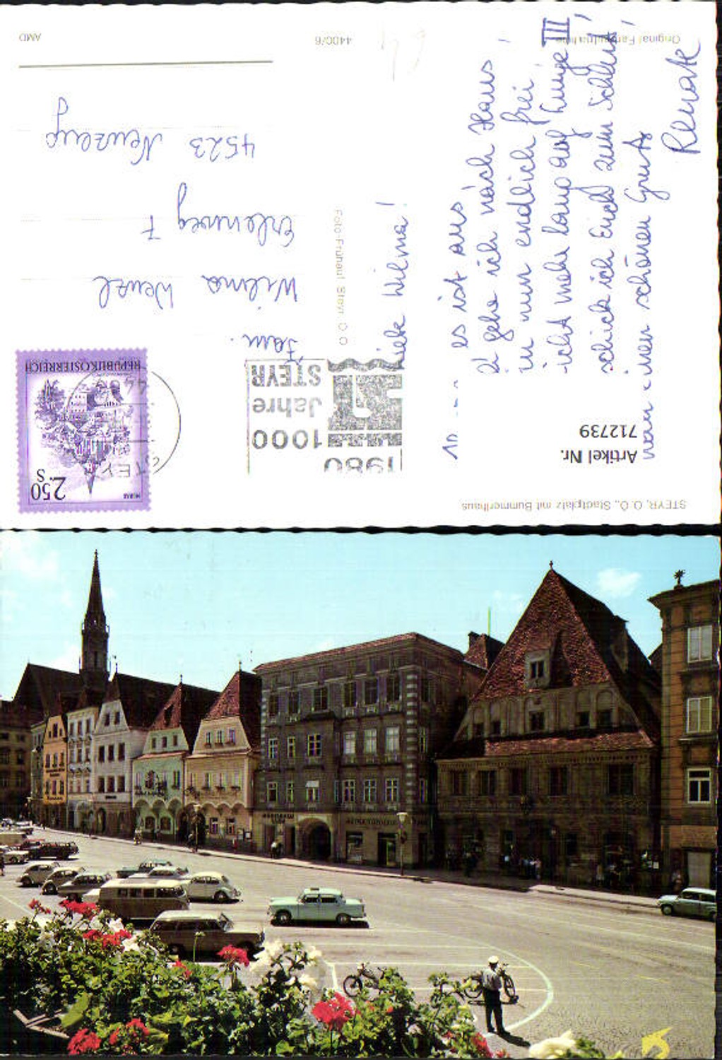 712739 Steyr town square with Bummerlhaus VW Beetle VW Bus