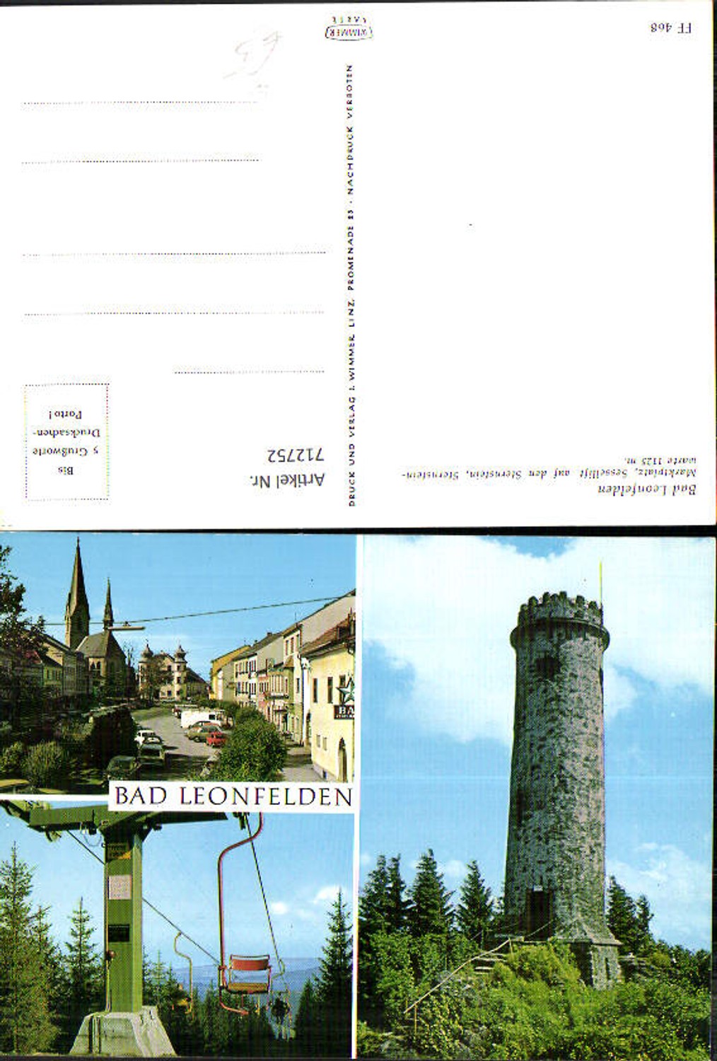 712752 Mehrbild AK Bad Leonfelden Marktplatz Sessellift Sternstein Sternsteinwarte Turm