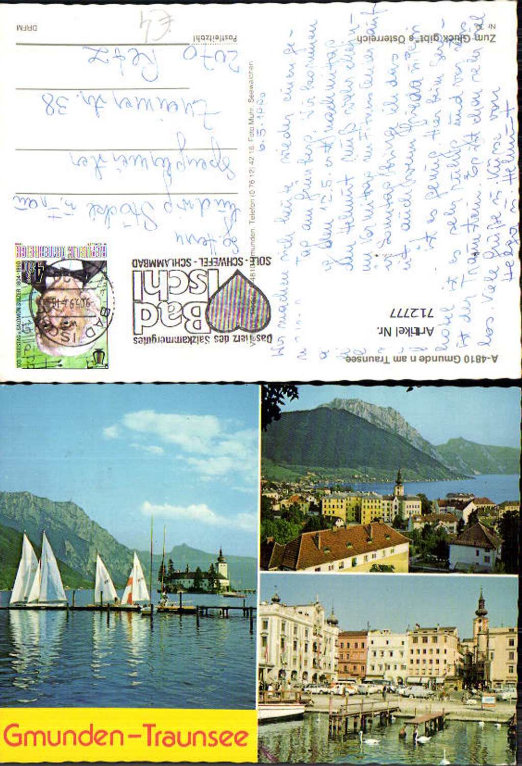 712777 Multi-image AK Gmunden on Lake Traunsee Boat landing stage Schloss Ort Sailboats