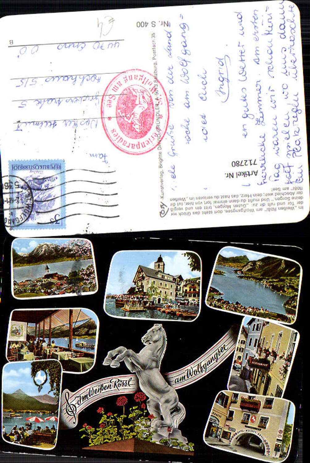 712780 Multi-image postcard of the White Horse Inn in St. Wolfgang in the Salzkammergut