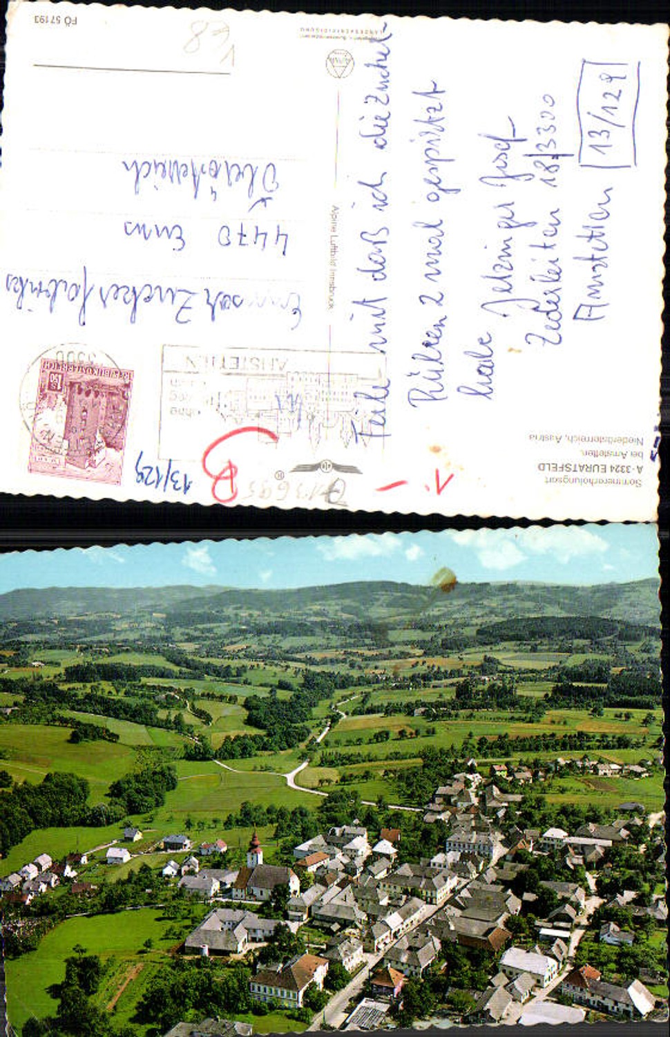 713695 Fliegeraufnahme Euratsfeld bei Amstetten um 1970 pub Alpine Luftbild FÖ 57193