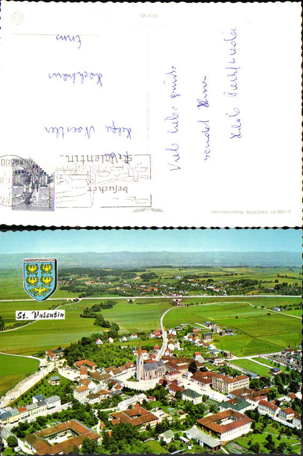 713697 tolle Fliegeraufnahme St. Valentin an der Westbahn pub Alpine Luftbild FÖ 57305