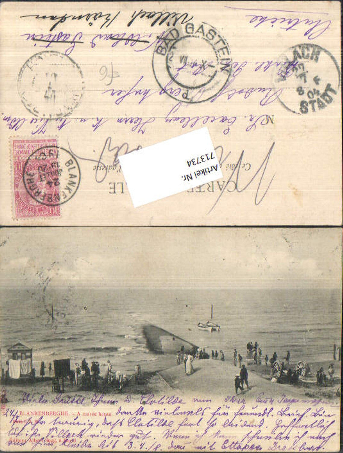 713734 Blankenberghe Blankenberge A maree haute Strand Leute Meer Wellen
