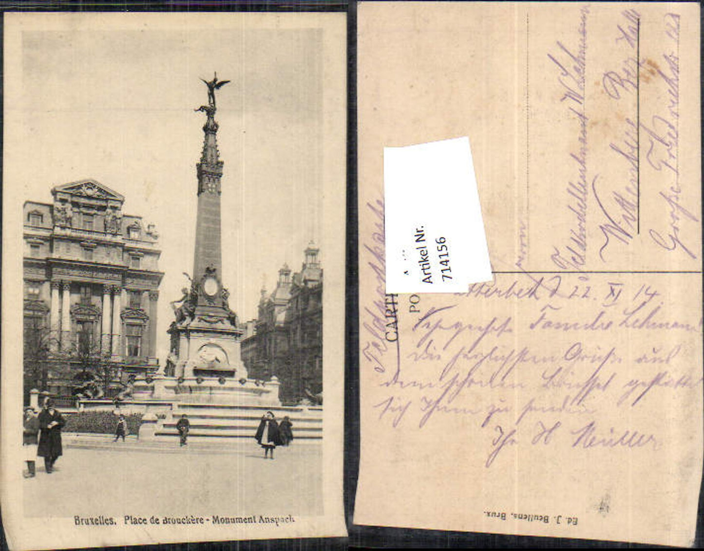 714156 Brussels, Place du Anspach, Field Post Office Wittenberg, District of Halle