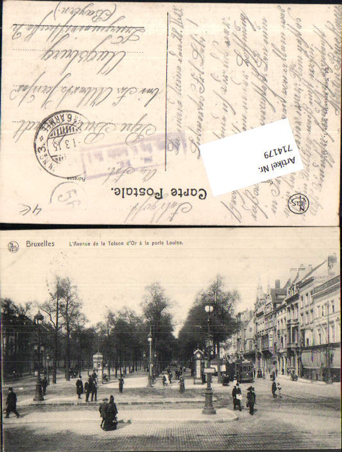 714179 Brüssel Bruxelles Avenue de la Tolson Porte Louise K.D. Feldpost Augsburg