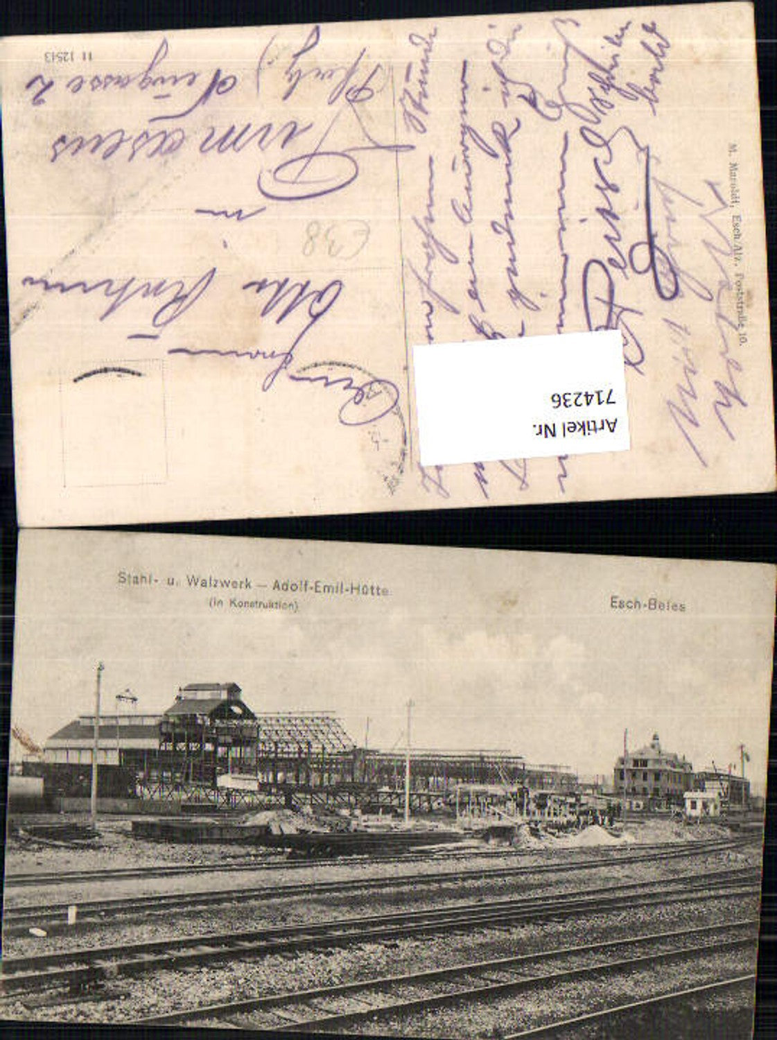 Esch-Beles Stahlwerk Adolf Emil Hütte in Konstruktion Belvaux Sassenheim Luxemburg Luxembourg