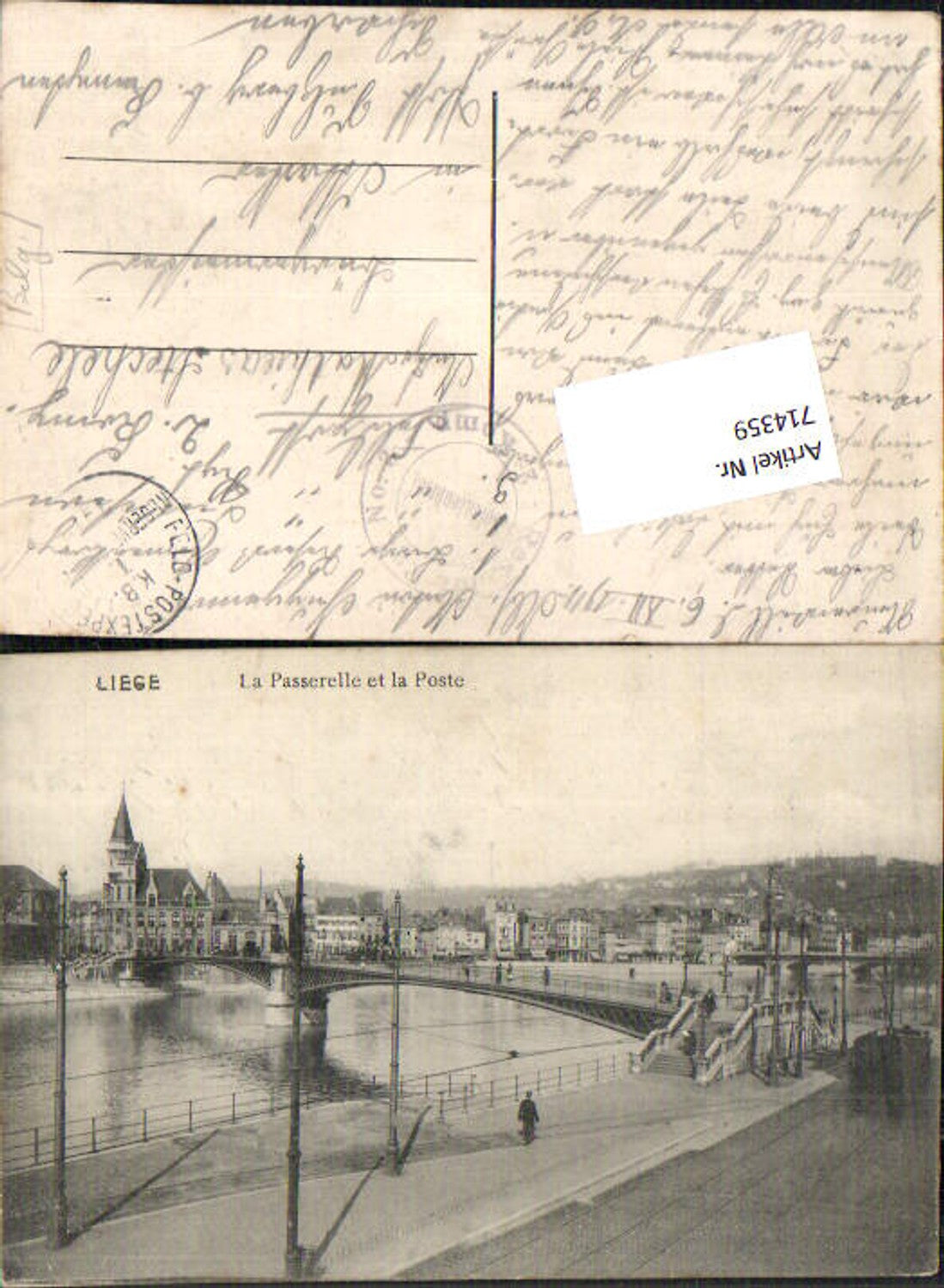 714359 Liege Lüttich La Passerelle Brücke Feldpost Sulzberg Kempten
