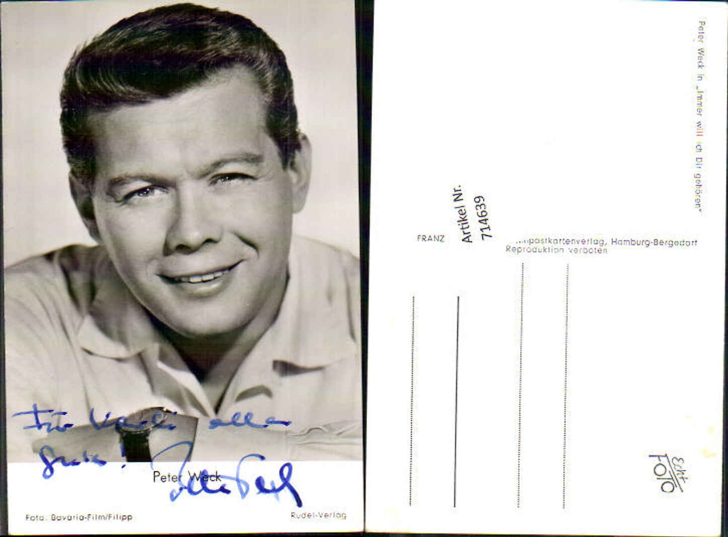 714639 Peter Weck original signiert Autogrammkarte Rüdel Verlag