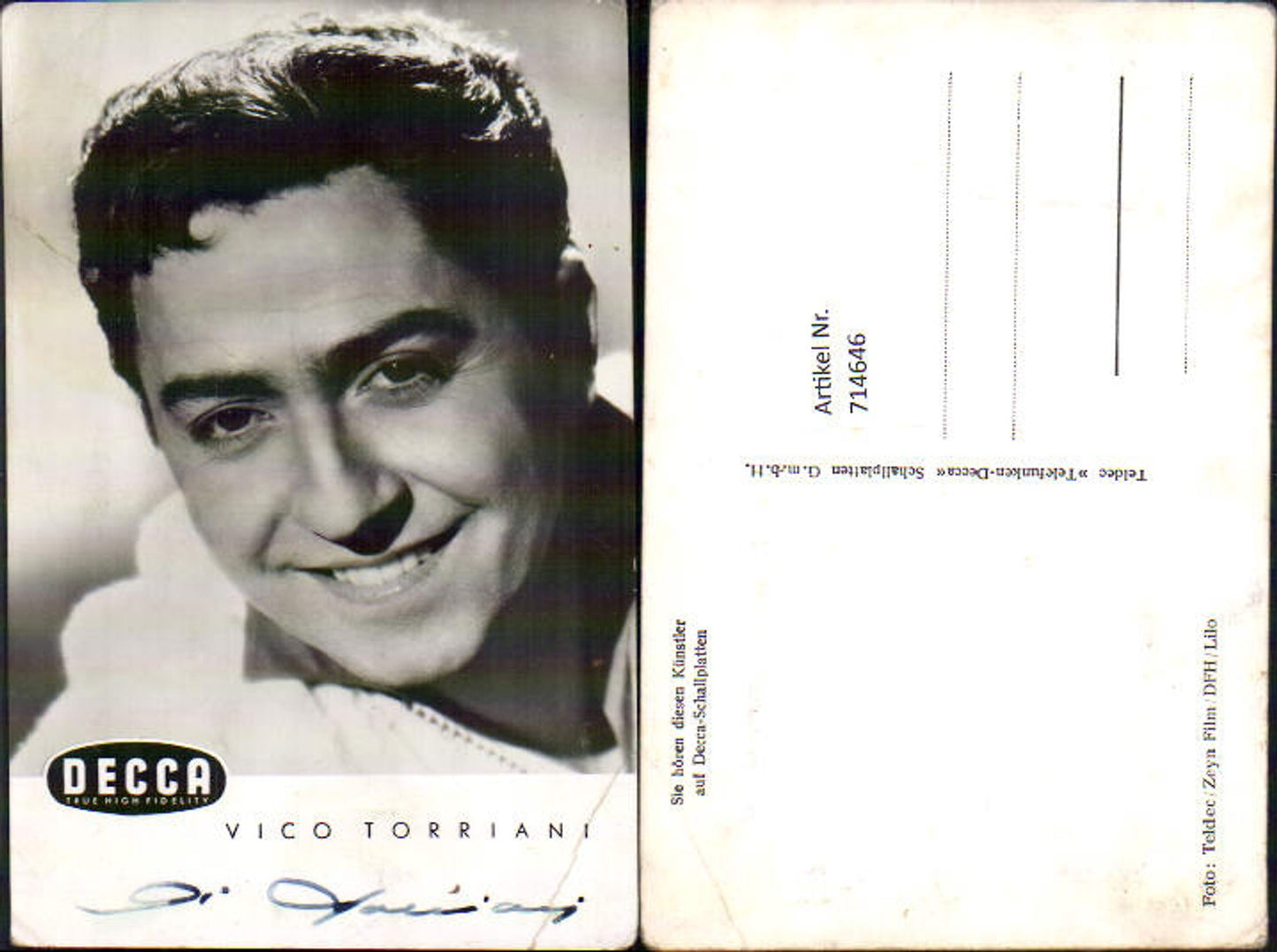 714646 Vico Torriani original signiert Autogrammkarte